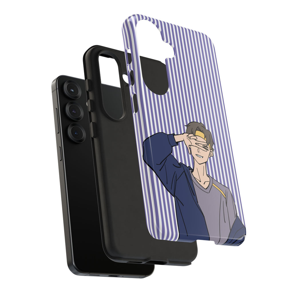 Casual Anime Guy Phone Case | Valentines Day Striped Lines phone case, Purple Stripe Iphone case - Iphone, Samsung and Pixel Mobile cases