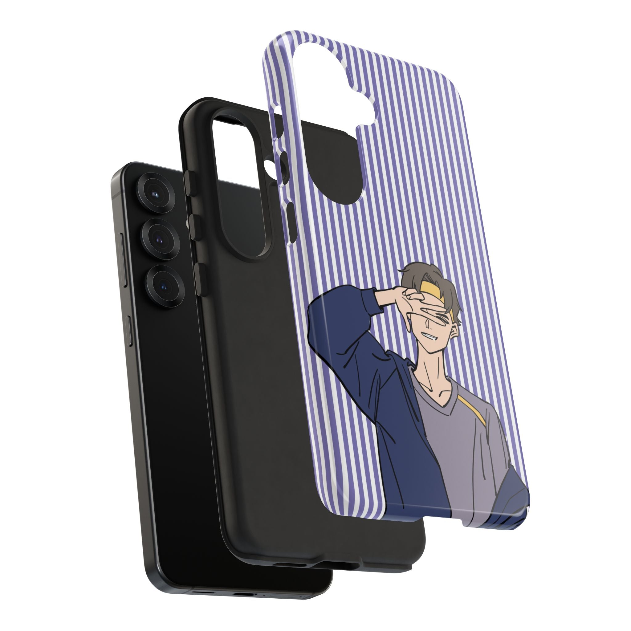 Casual Anime Guy Phone Case | Valentines Day Striped Lines phone case, Purple Stripe Iphone case - Iphone, Samsung and Pixel Mobile cases