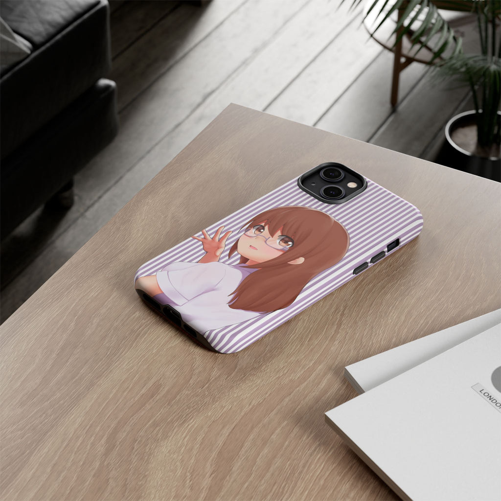 Galentines Day Striped lines mobile case, Glasses Anime Girl Stripe Iphone case | Tough Cases - Iphone, Samsung and Pixel Mobile cases