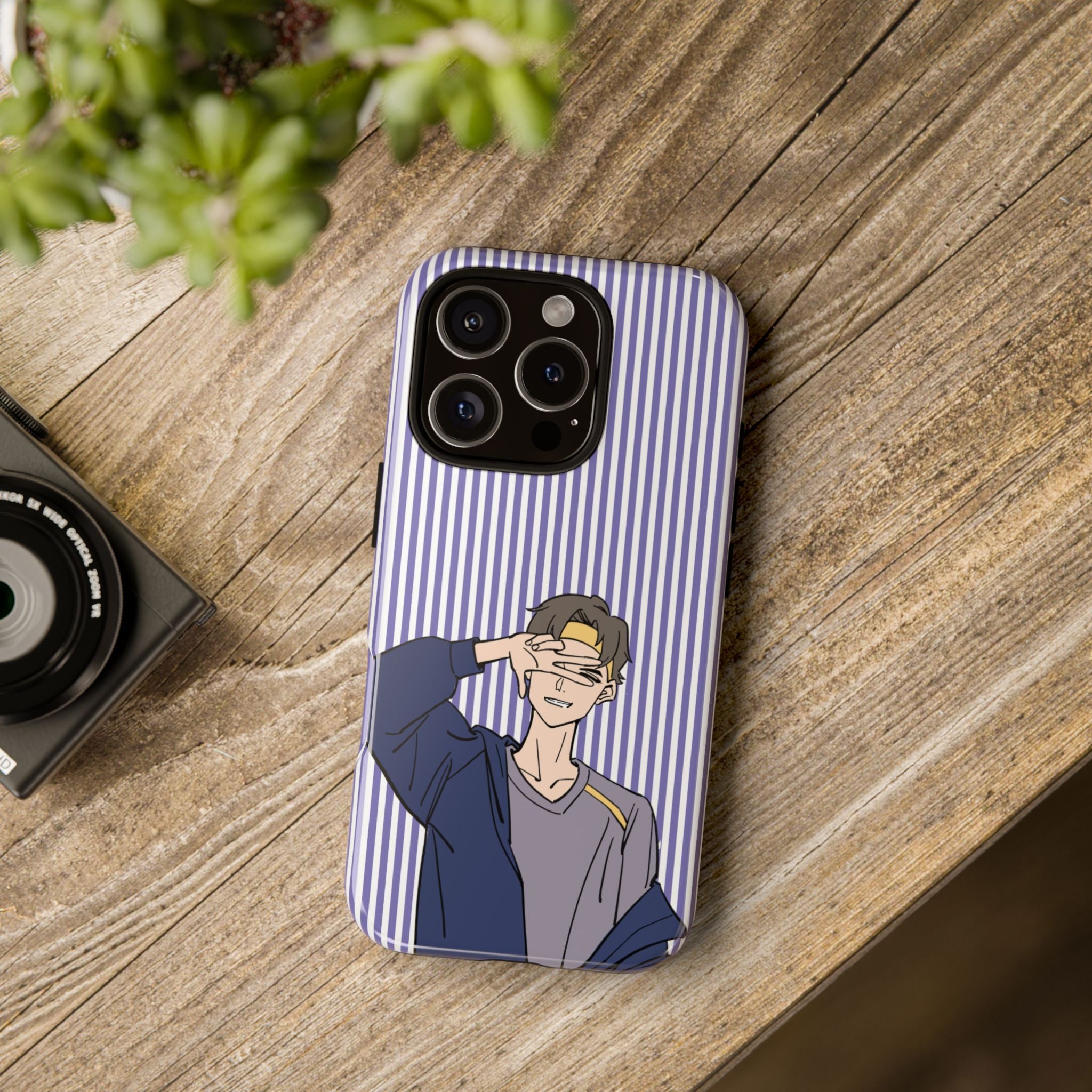 Casual Anime Guy Phone Case | Valentines Day Striped Lines phone case, Purple Stripe Iphone case - Iphone, Samsung and Pixel Mobile cases
