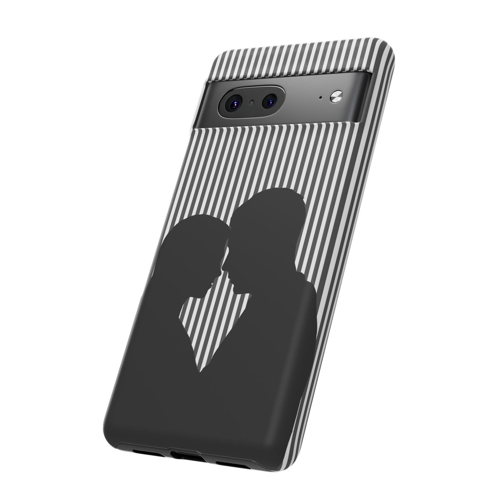 Silhouette Couple Phone Case | Galentines Day Striped Black and white phone case, Stripe Iphone case - Iphone, Samsung and Pixel Mobile case