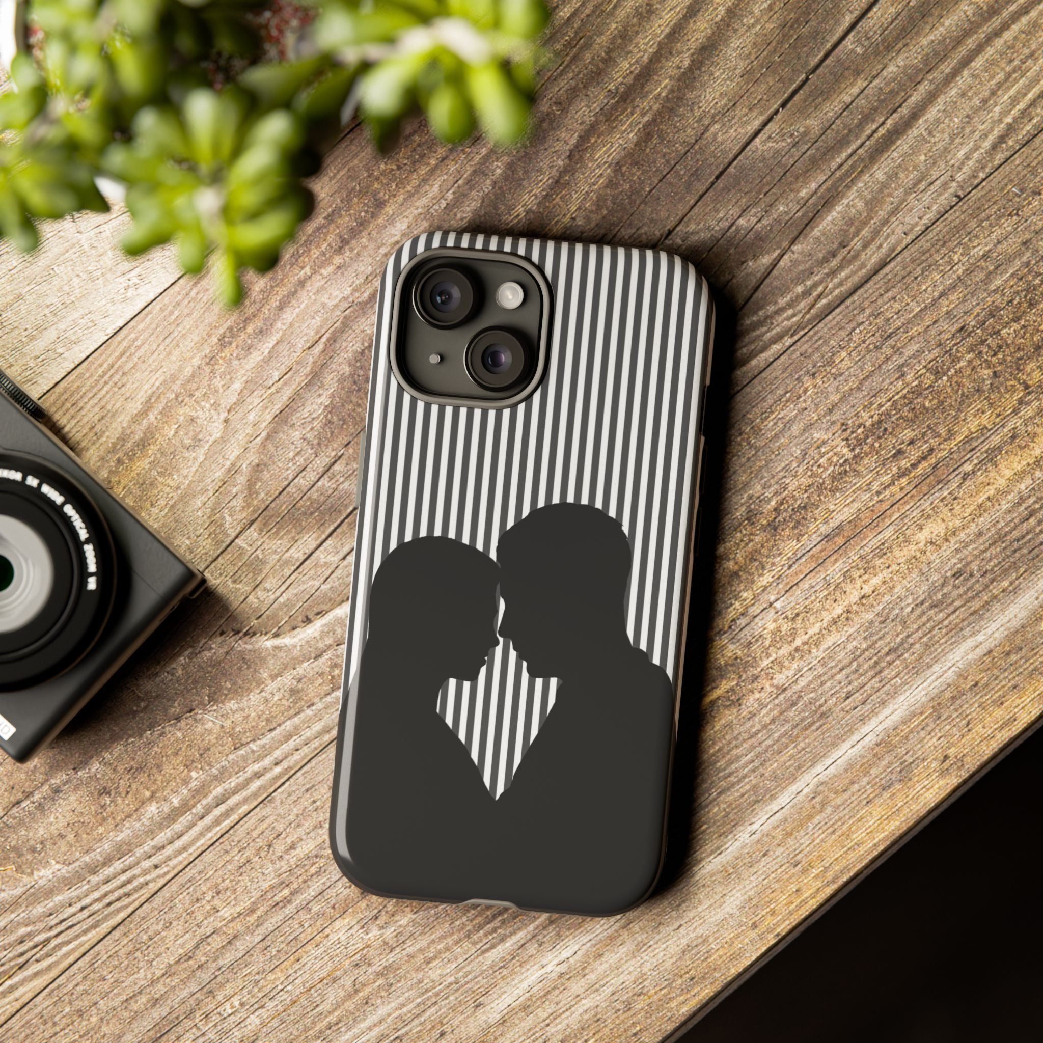 Silhouette Couple Phone Case | Galentines Day Striped Black and white phone case, Stripe Iphone case - Iphone, Samsung and Pixel Mobile case