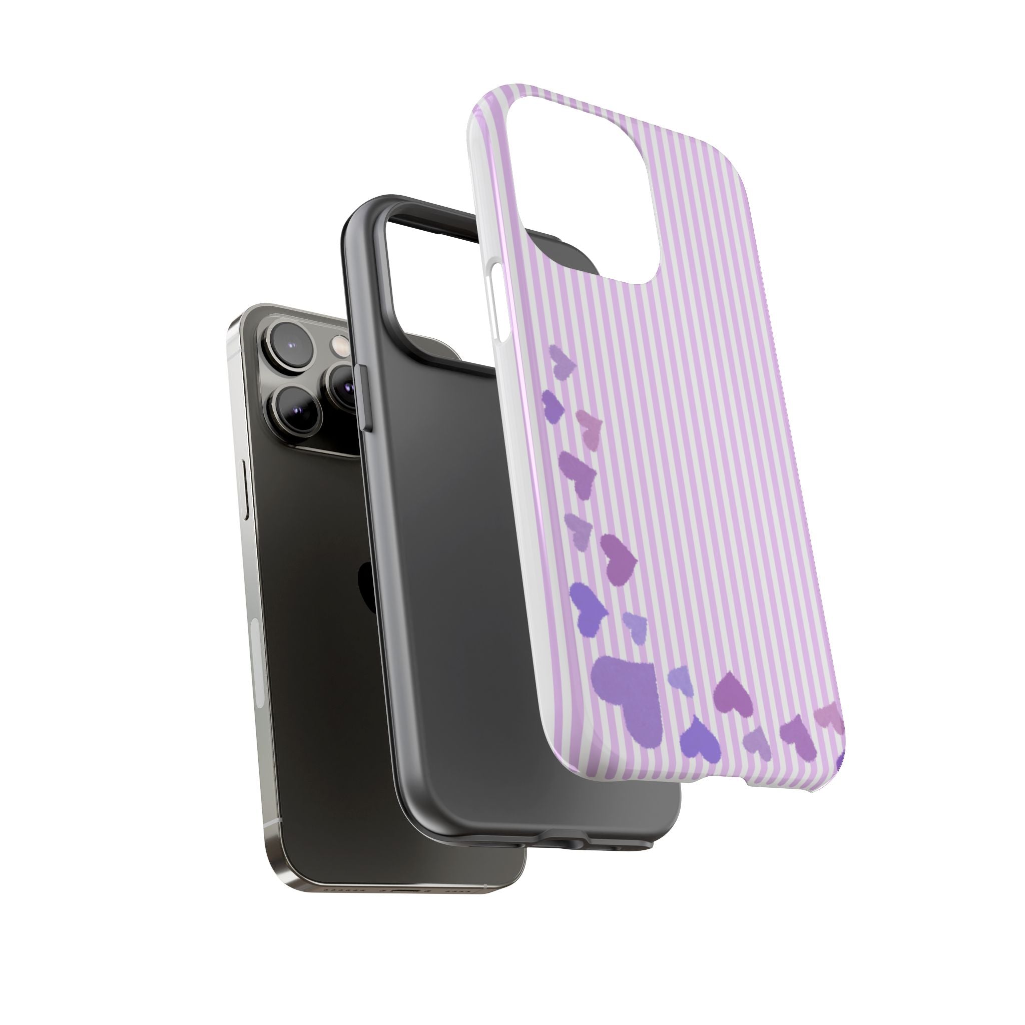 Valentines Day Striped hearts phone case, Purple Heart Floral Stripe Iphone case | Tough Cases - Iphone, Samsung and Pixel Mobile cases