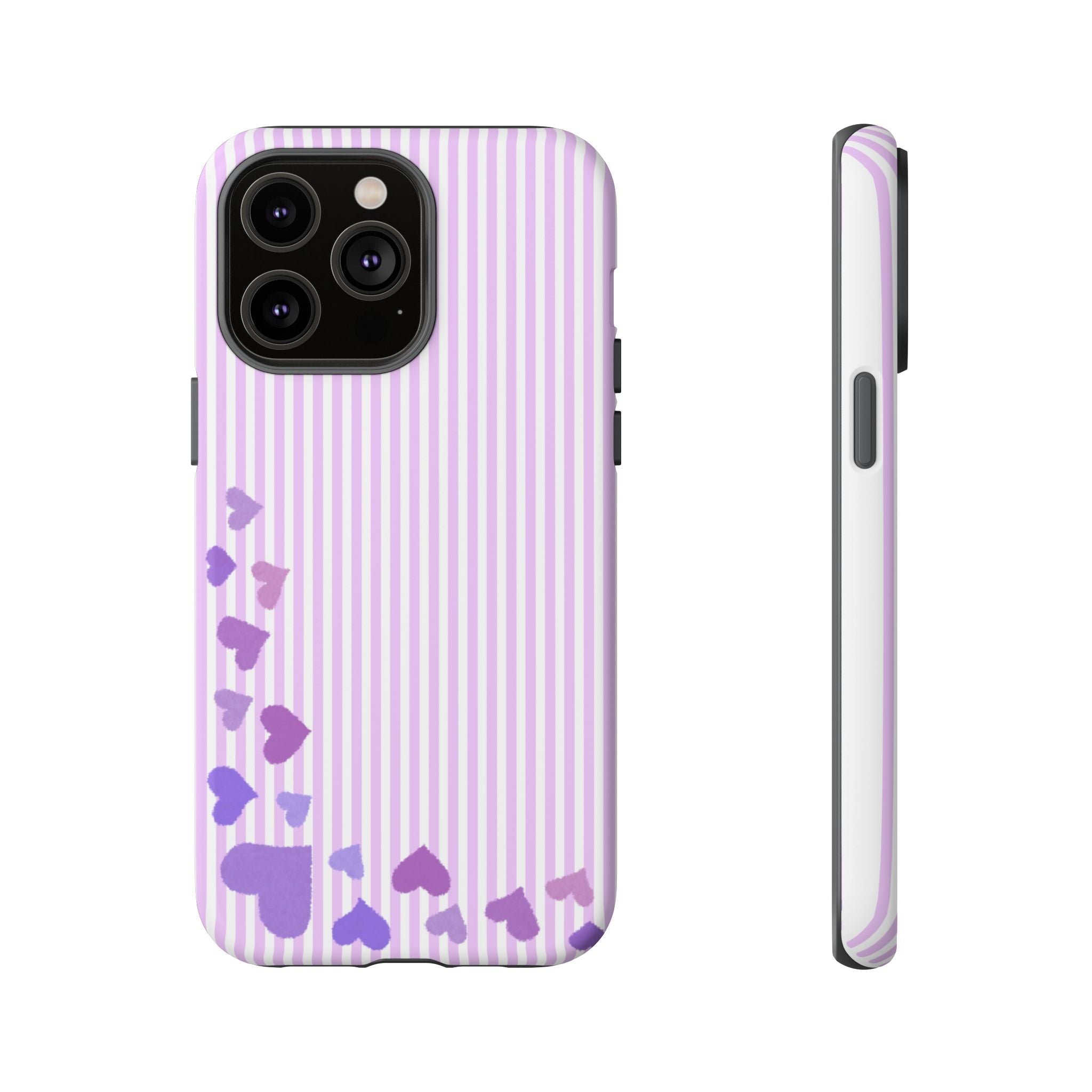 Valentines Day Striped hearts phone case, Purple Heart Floral Stripe Iphone case | Tough Cases - Iphone, Samsung and Pixel Mobile cases