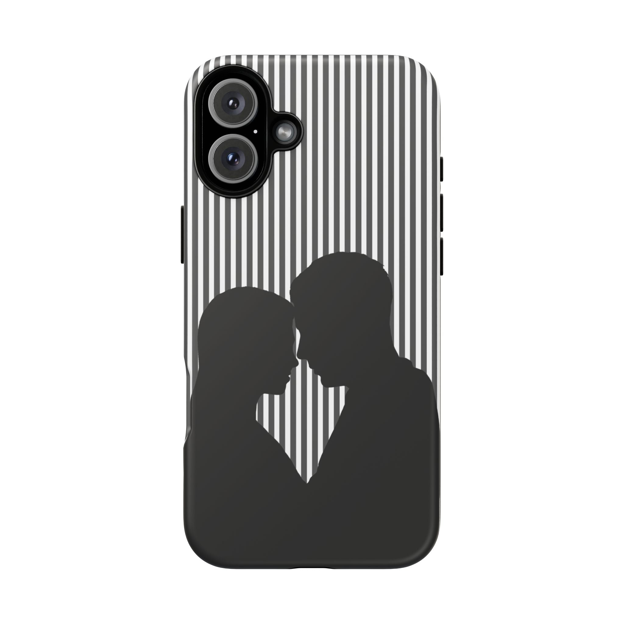 Silhouette Couple Phone Case | Galentines Day Striped Black and white phone case, Stripe Iphone case - Iphone, Samsung and Pixel Mobile case