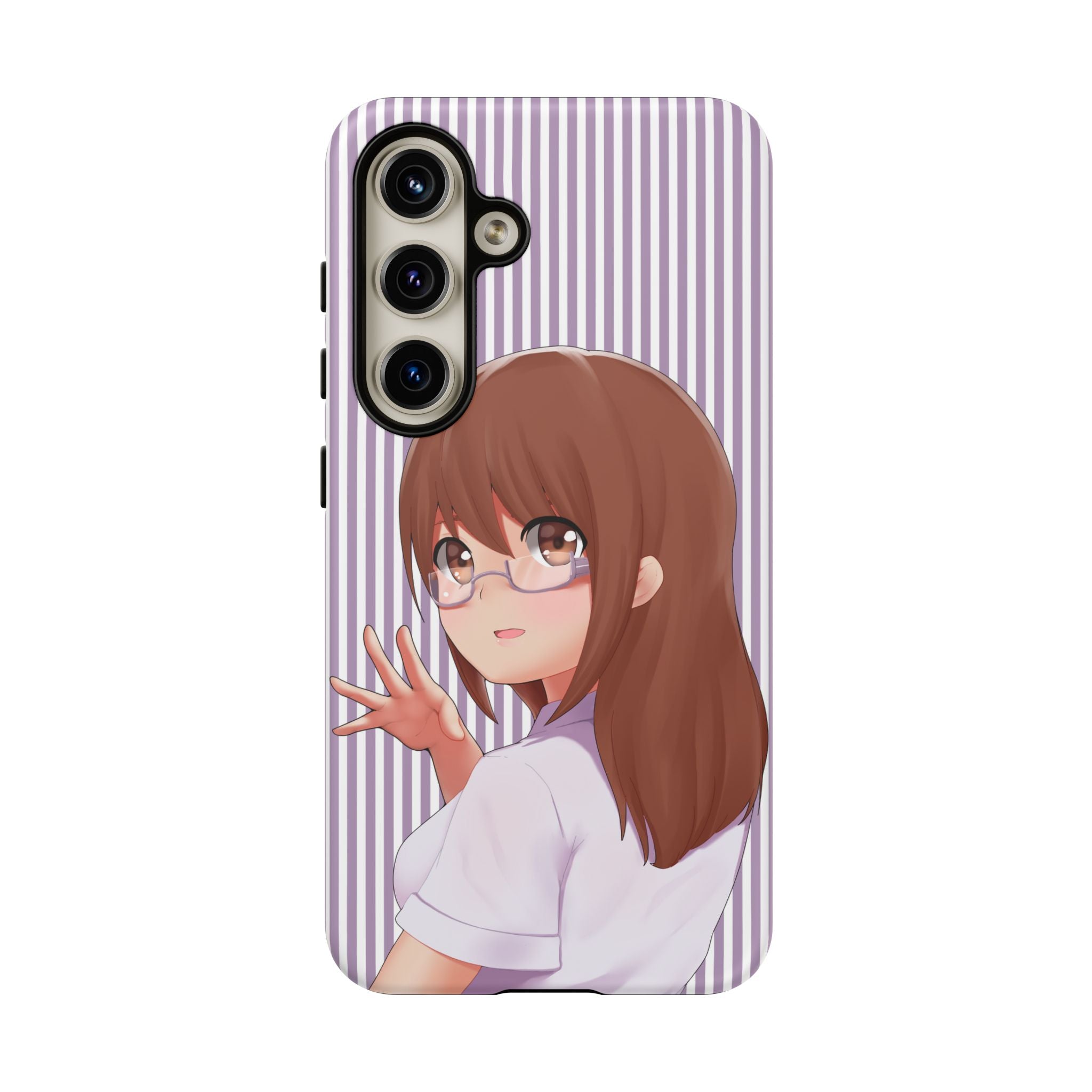 Galentines Day Striped lines mobile case, Glasses Anime Girl Stripe Iphone case | Tough Cases - Iphone, Samsung and Pixel Mobile cases