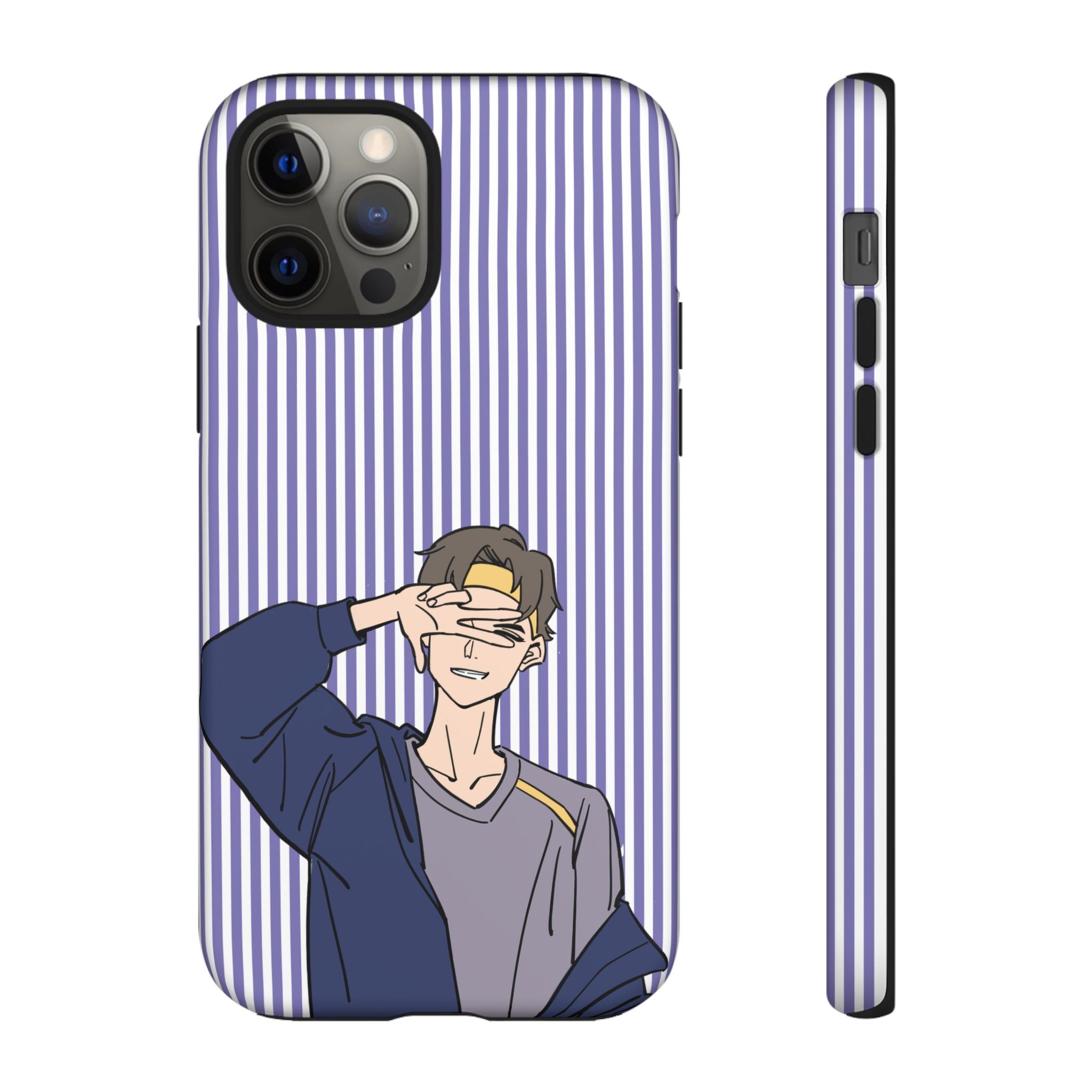 Casual Anime Guy Phone Case | Valentines Day Striped Lines phone case, Purple Stripe Iphone case - Iphone, Samsung and Pixel Mobile cases