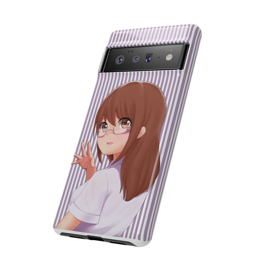 Galentines Day Striped lines mobile case, Glasses Anime Girl Stripe Iphone case | Tough Cases - Iphone, Samsung and Pixel Mobile cases