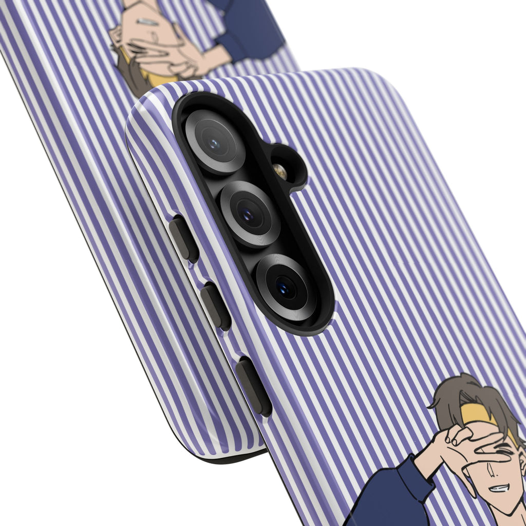 Casual Anime Guy Phone Case | Valentines Day Striped Lines phone case, Purple Stripe Iphone case - Iphone, Samsung and Pixel Mobile cases