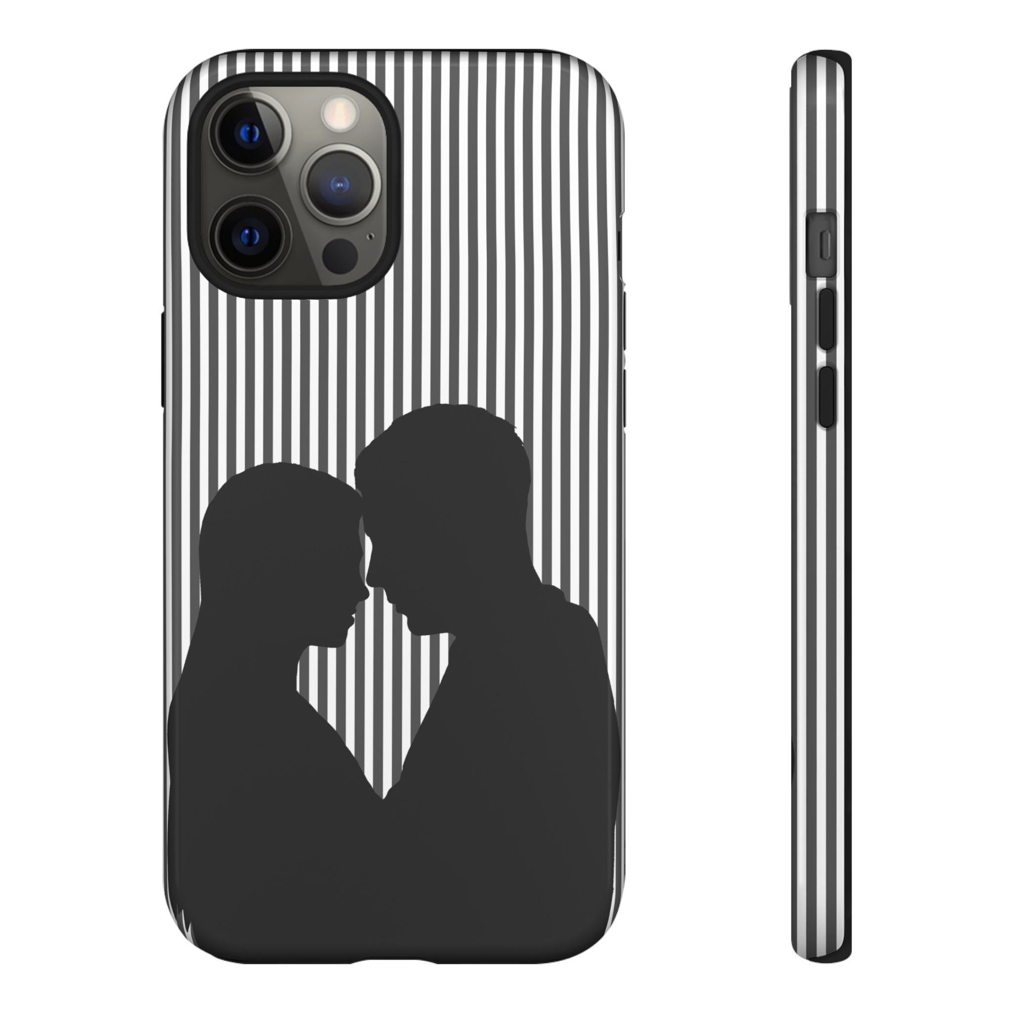 Silhouette Couple Phone Case | Galentines Day Striped Black and white phone case, Stripe Iphone case - Iphone, Samsung and Pixel Mobile case