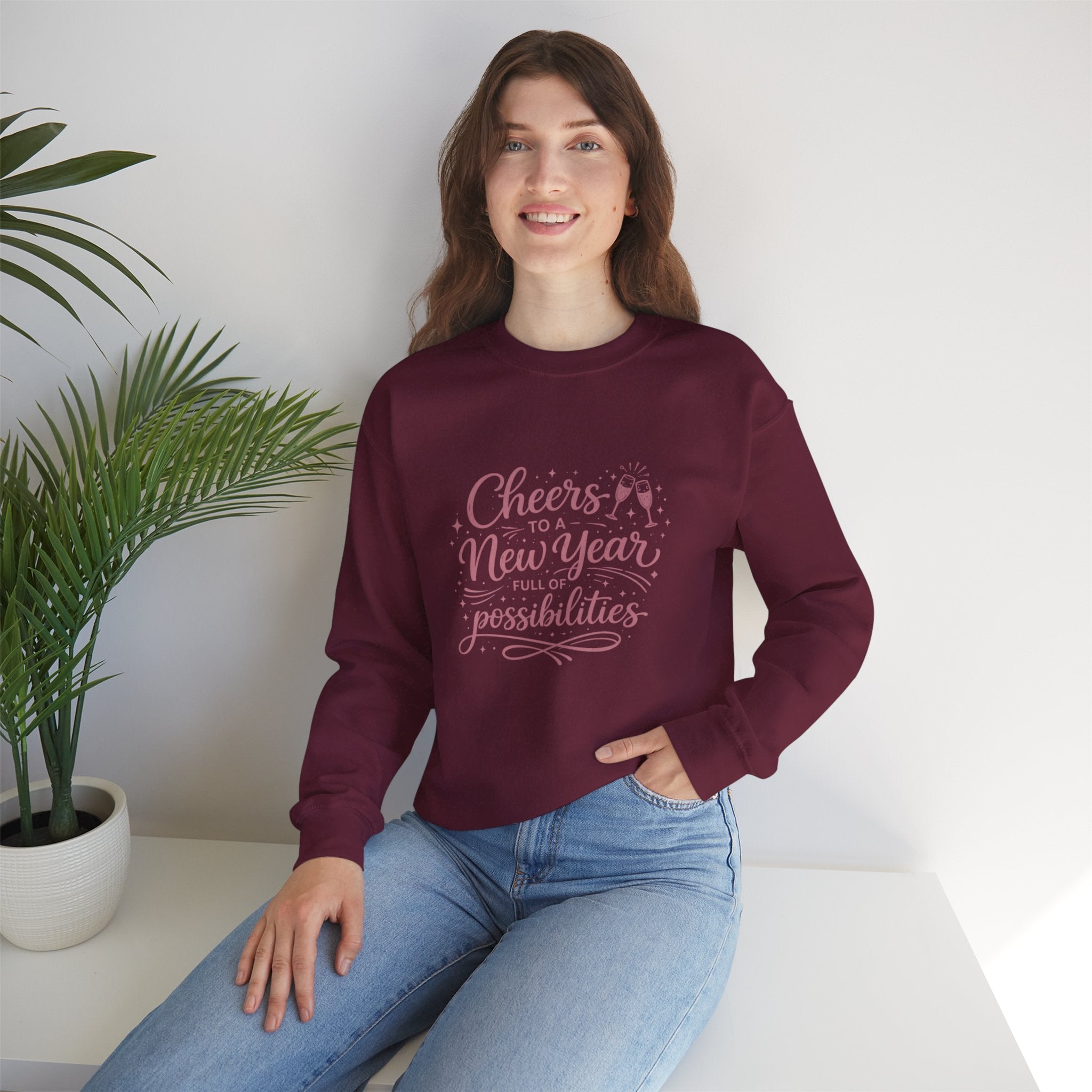 Cheers To A New Year Sweatshirt, Full Of Possibilities Hoodie, Champagne NYE Crewneck, Unisex Adult Youth