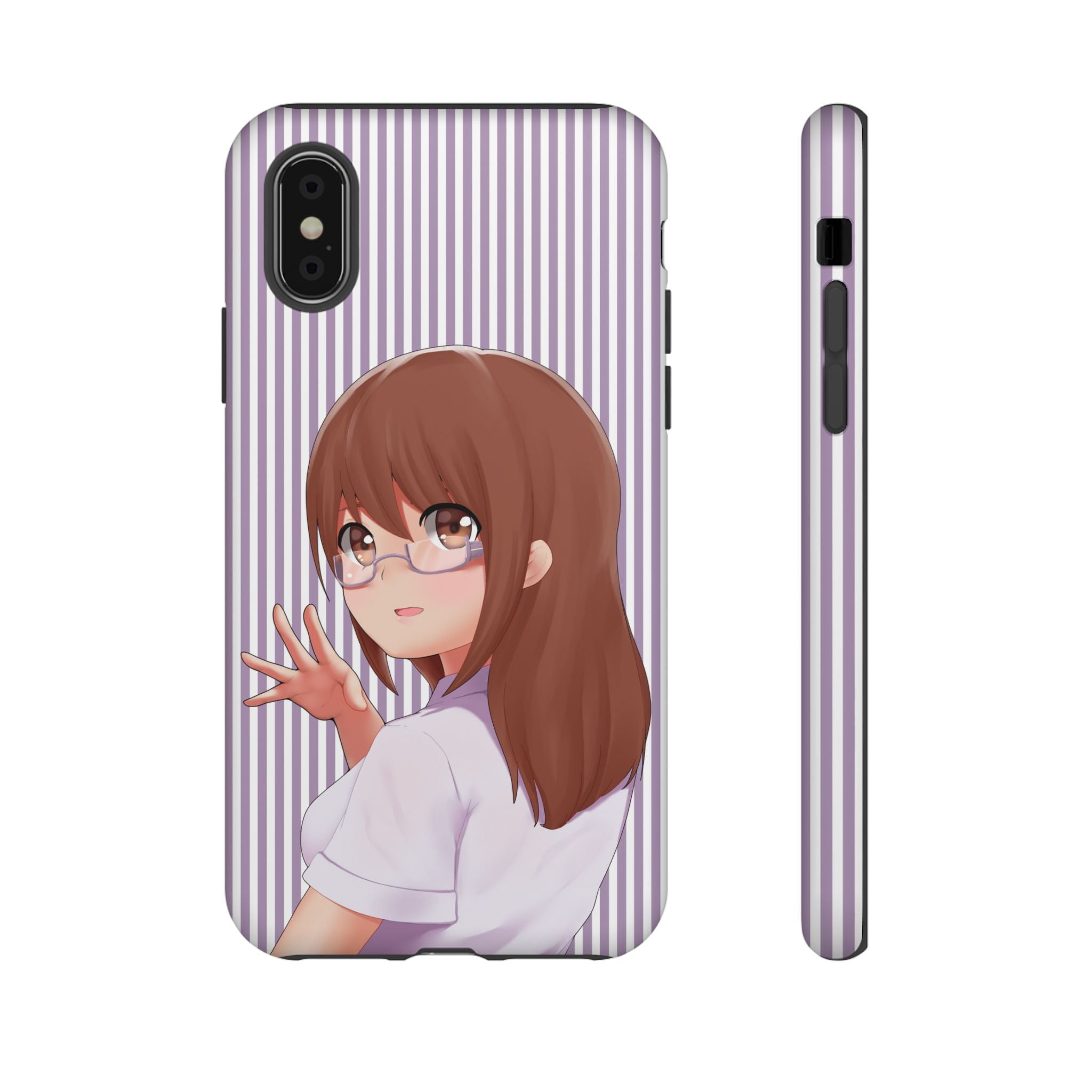 Galentines Day Striped lines mobile case, Glasses Anime Girl Stripe Iphone case | Tough Cases - Iphone, Samsung and Pixel Mobile cases