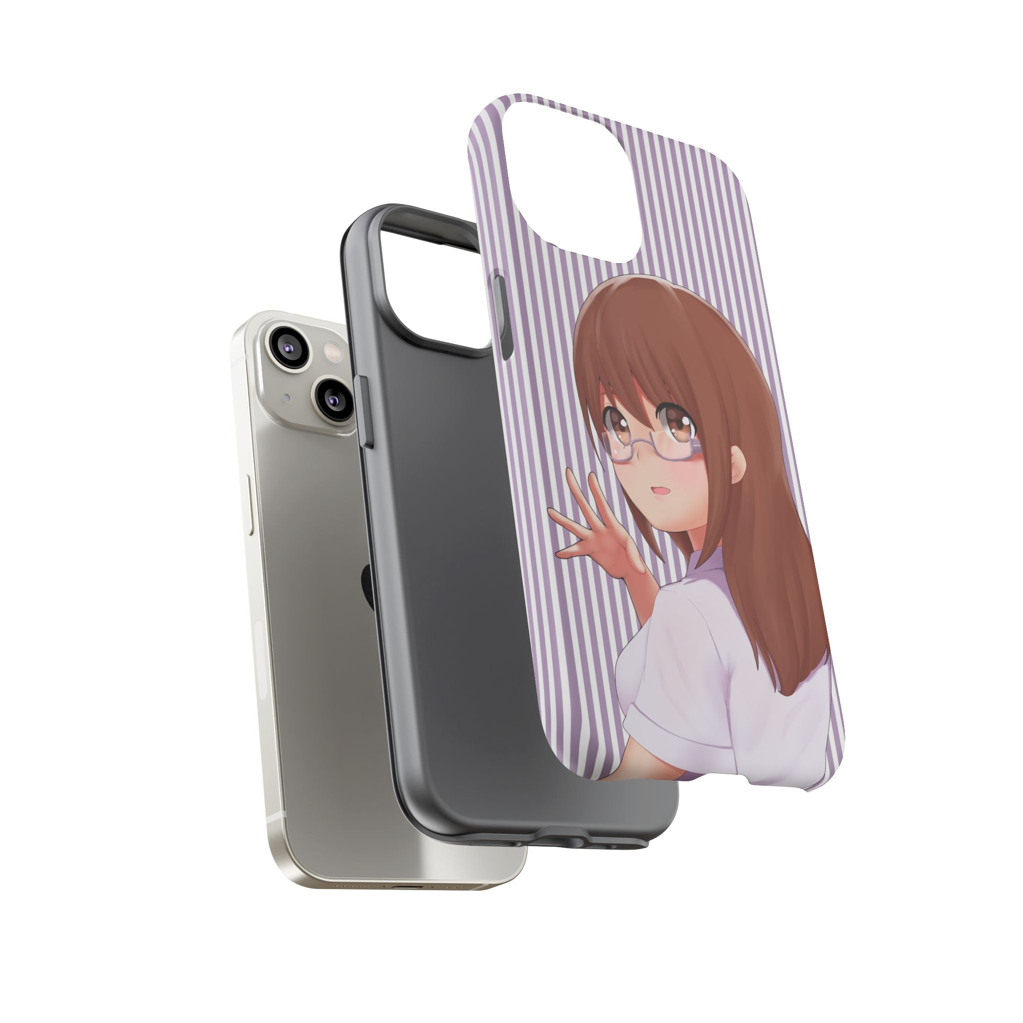 Galentines Day Striped lines mobile case, Glasses Anime Girl Stripe Iphone case | Tough Cases - Iphone, Samsung and Pixel Mobile cases