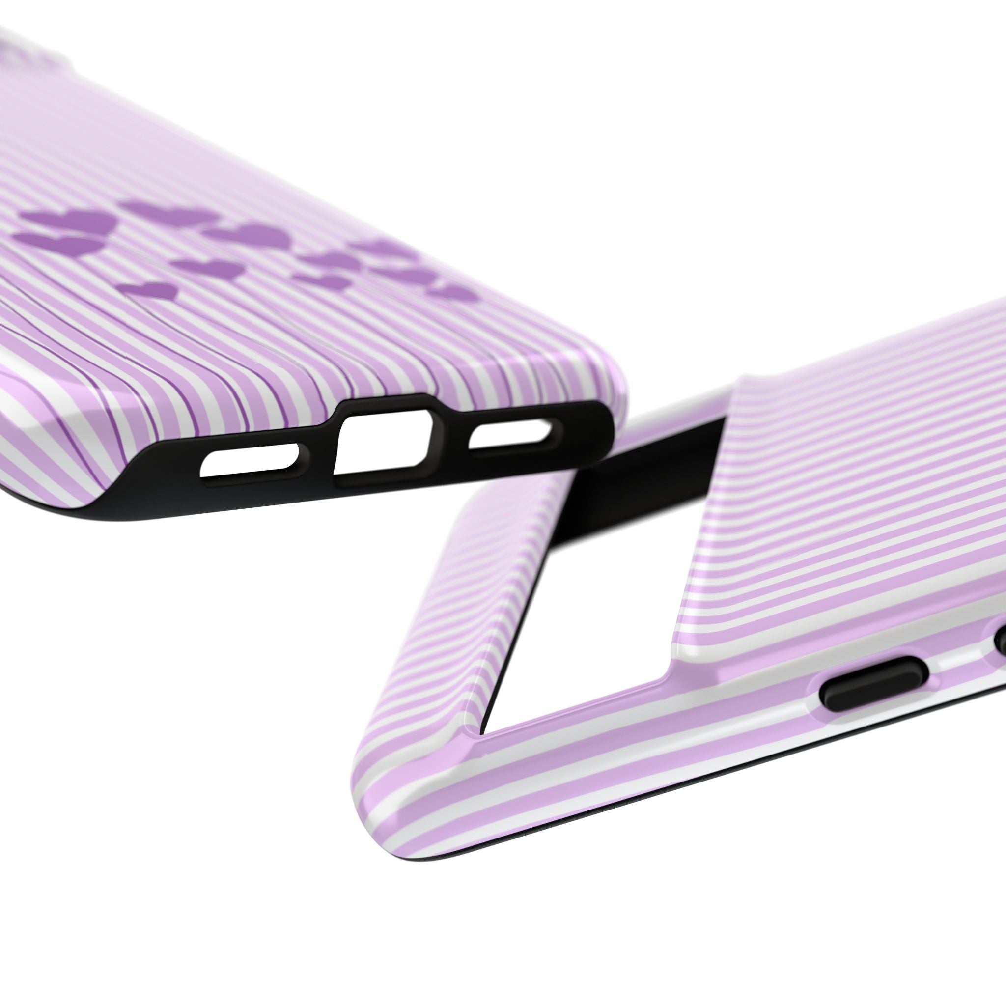 Galentines Day Striped hearts phone case, Purple Heart Floral Stripe Iphone case | Tough Cases - Iphone, Samsung and Pixel Mobile cases