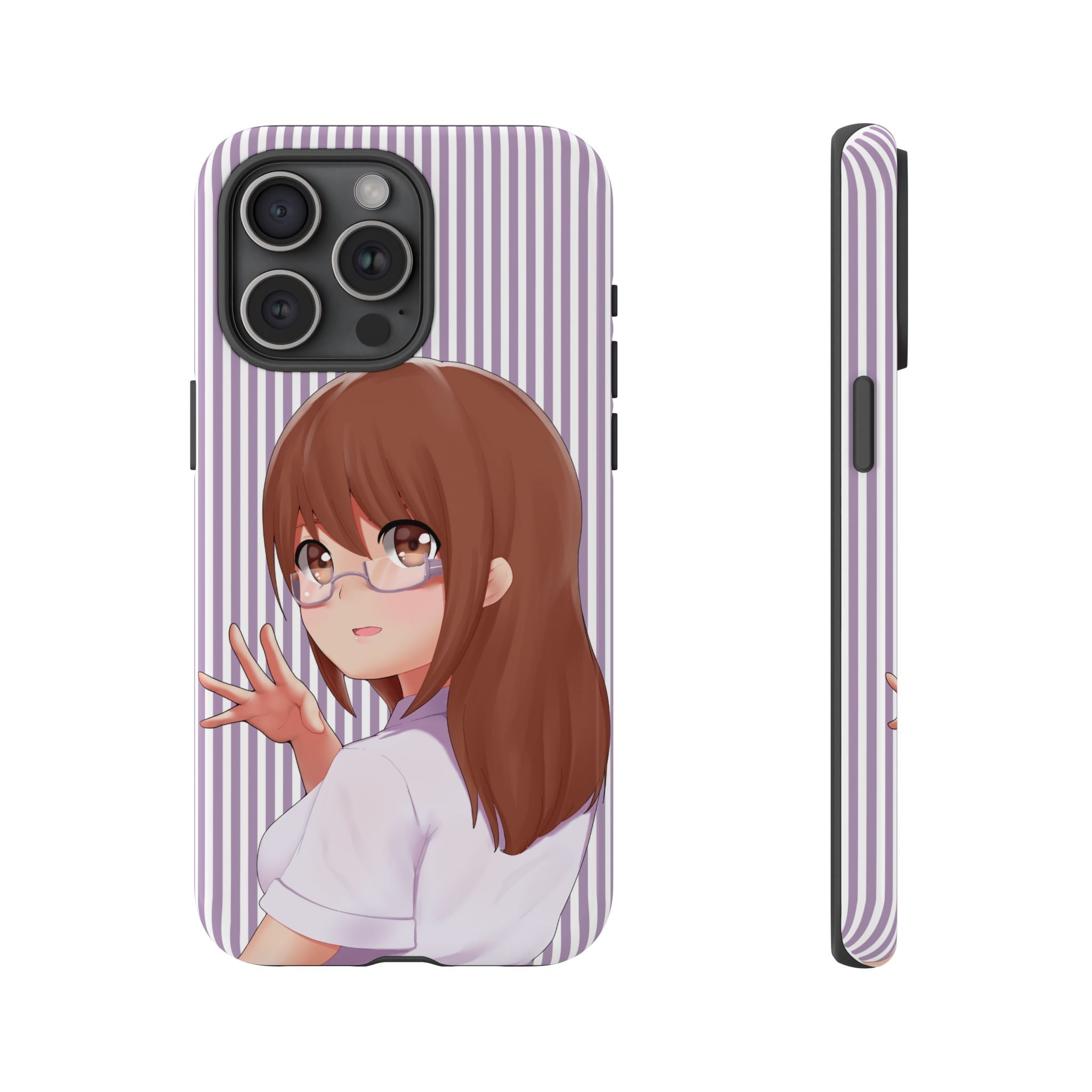Galentines Day Striped lines mobile case, Glasses Anime Girl Stripe Iphone case | Tough Cases - Iphone, Samsung and Pixel Mobile cases