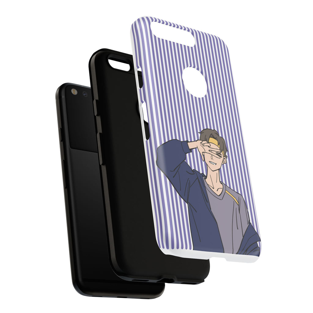 Casual Anime Guy Phone Case | Valentines Day Striped Lines phone case, Purple Stripe Iphone case - Iphone, Samsung and Pixel Mobile cases