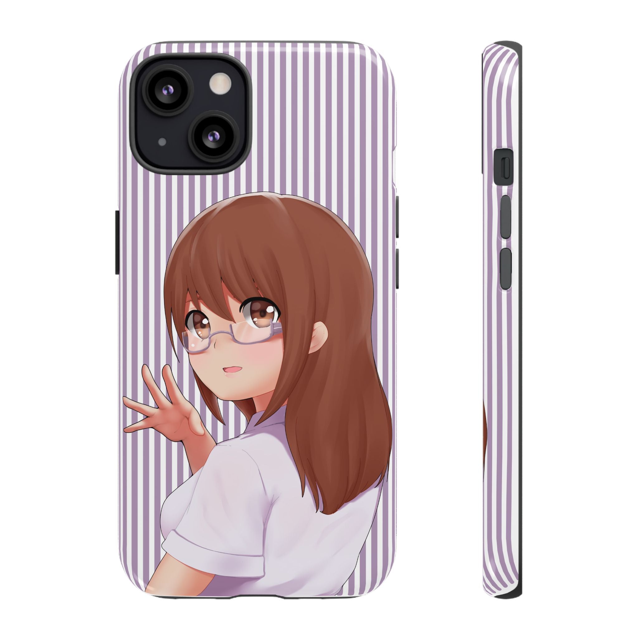 Galentines Day Striped lines mobile case, Glasses Anime Girl Stripe Iphone case | Tough Cases - Iphone, Samsung and Pixel Mobile cases