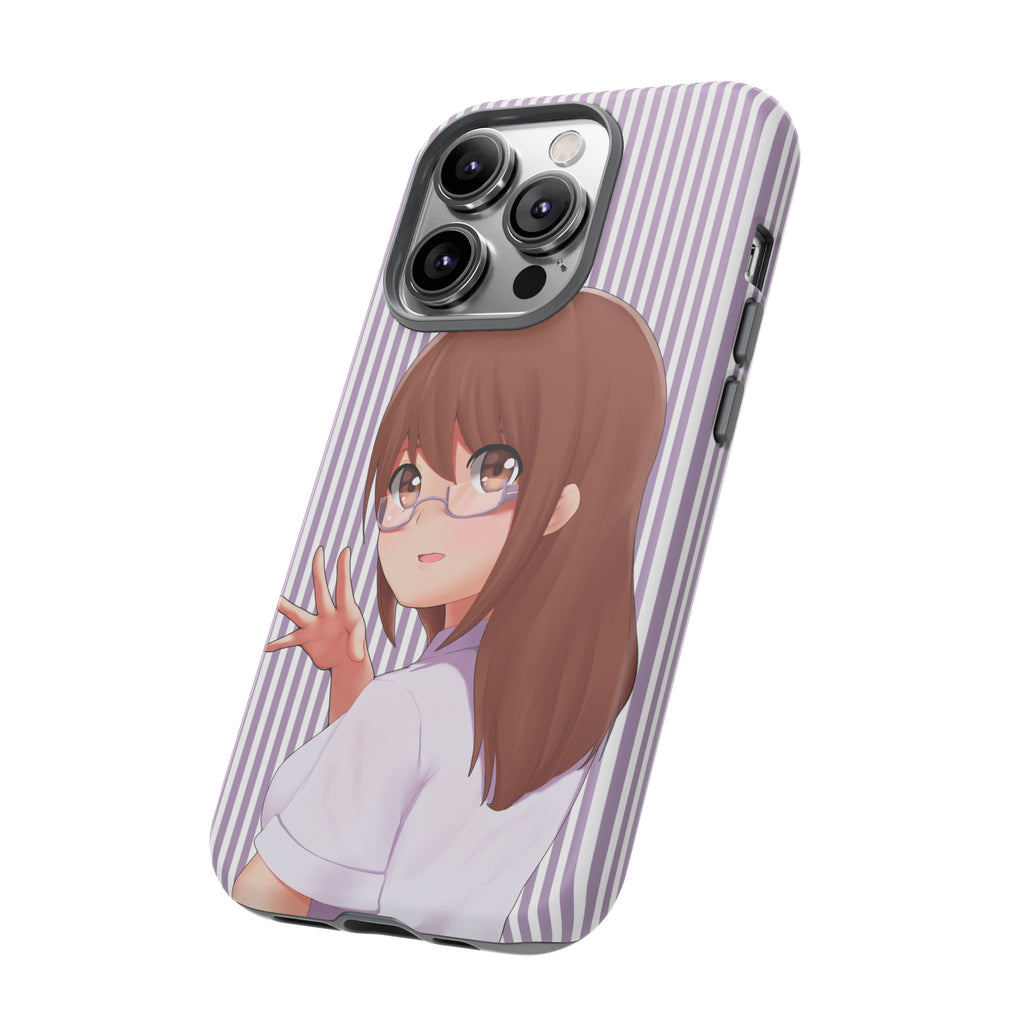 Galentines Day Striped lines mobile case, Glasses Anime Girl Stripe Iphone case | Tough Cases - Iphone, Samsung and Pixel Mobile cases