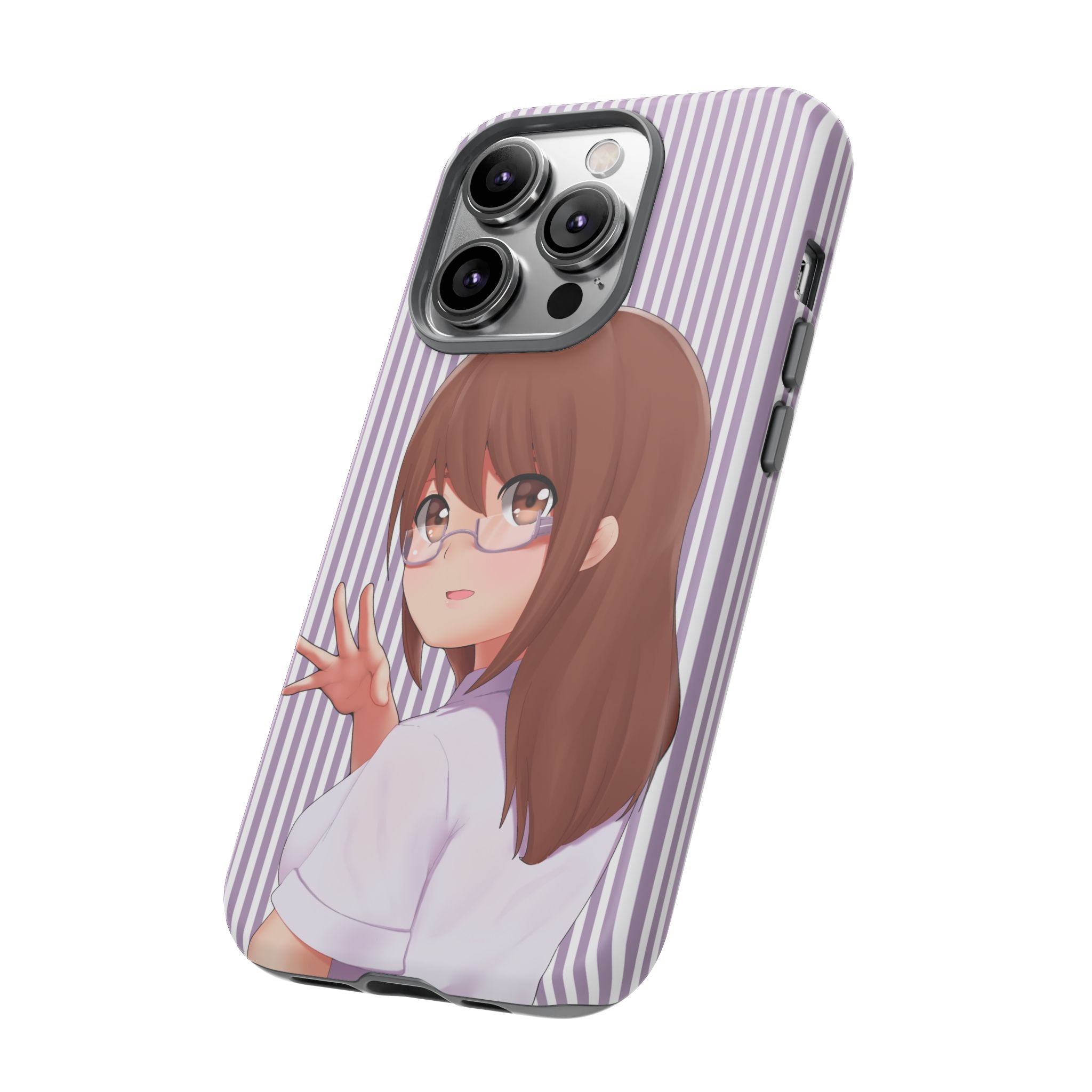 Galentines Day Striped lines mobile case, Glasses Anime Girl Stripe Iphone case | Tough Cases - Iphone, Samsung and Pixel Mobile cases