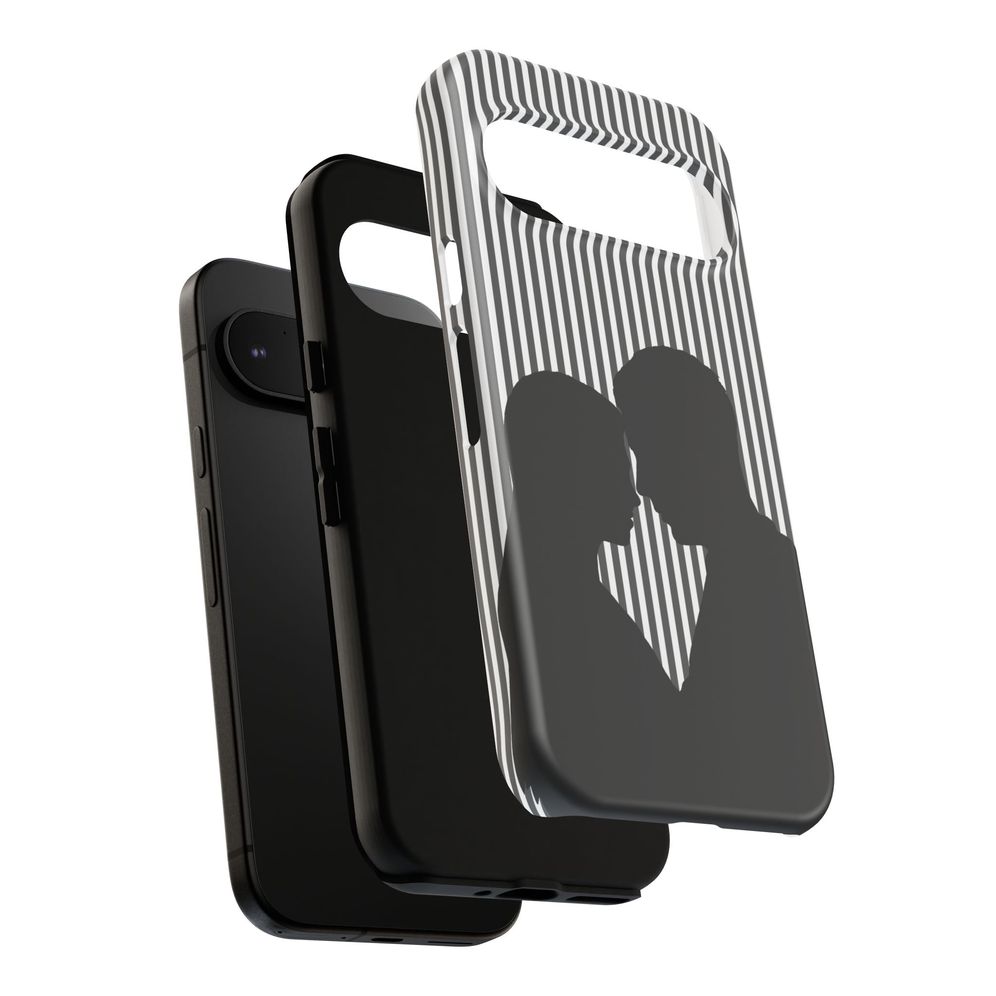 Silhouette Couple Phone Case | Galentines Day Striped Black and white phone case, Stripe Iphone case - Iphone, Samsung and Pixel Mobile case