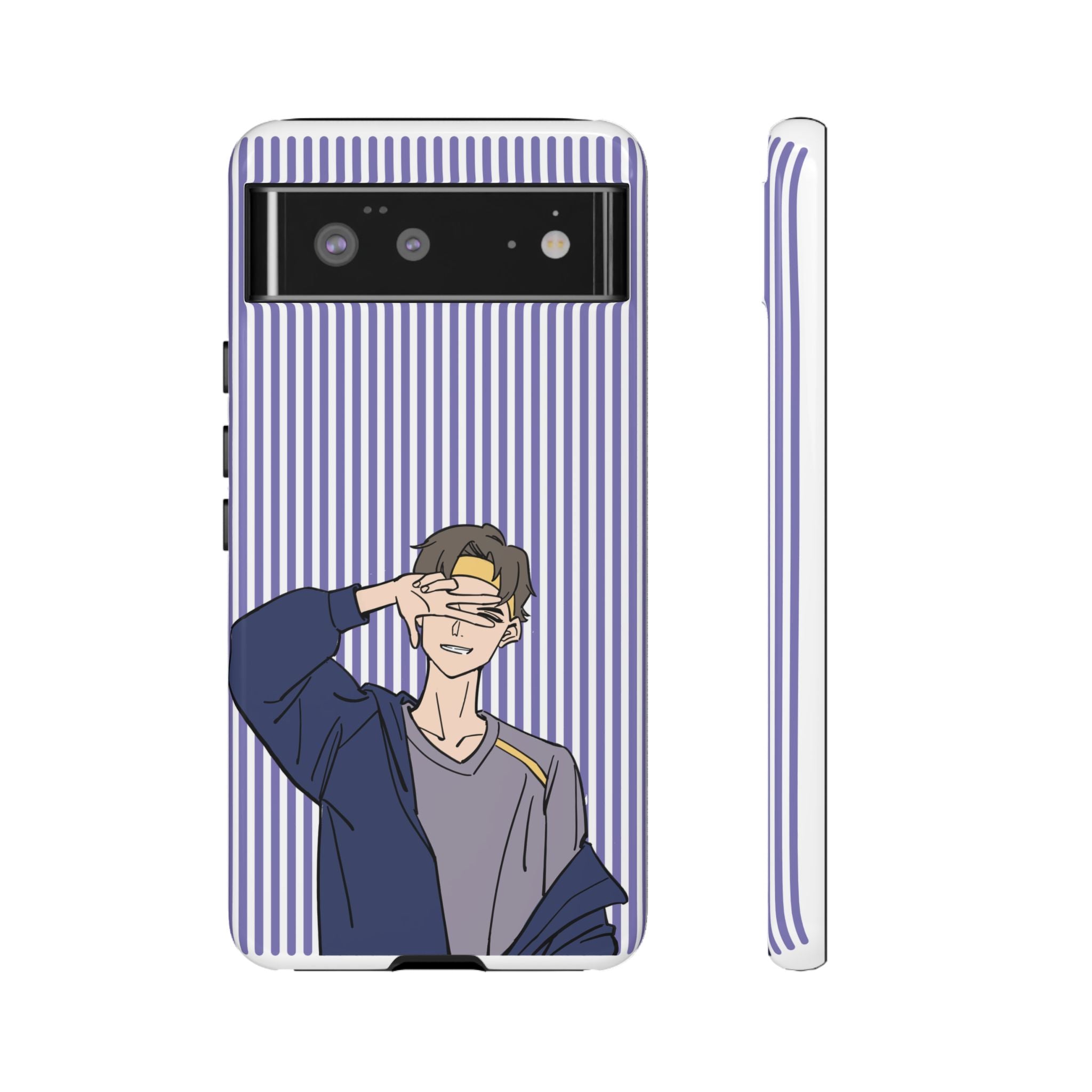 Casual Anime Guy Phone Case | Valentines Day Striped Lines phone case, Purple Stripe Iphone case - Iphone, Samsung and Pixel Mobile cases