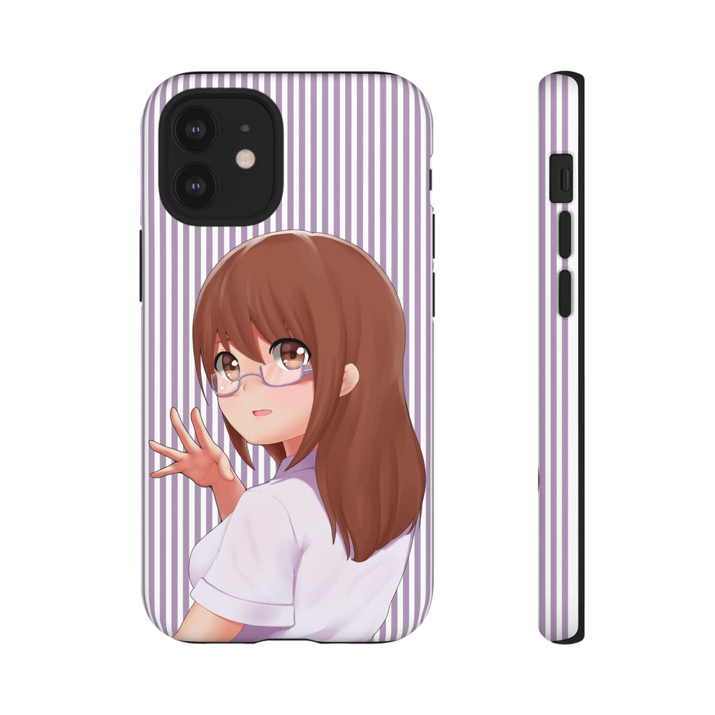 Galentines Day Striped lines mobile case, Glasses Anime Girl Stripe Iphone case | Tough Cases - Iphone, Samsung and Pixel Mobile cases