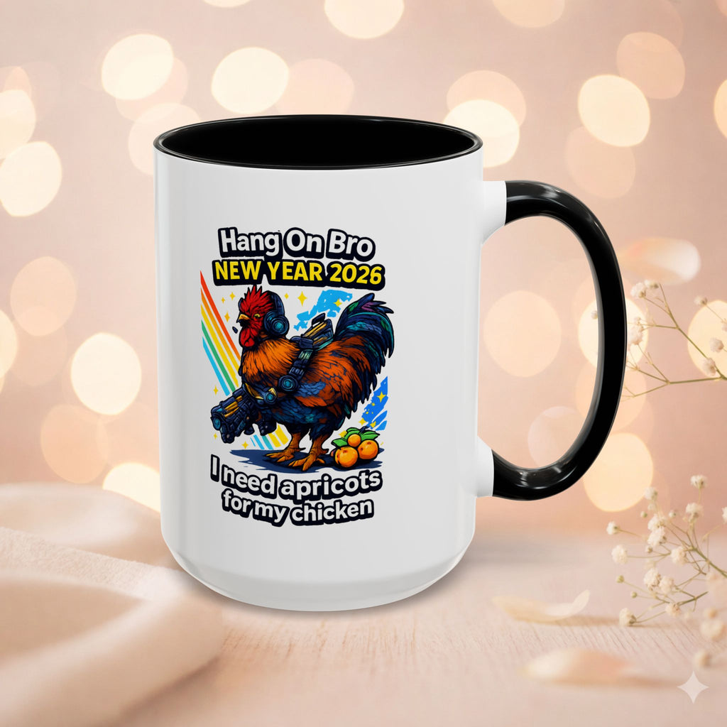 Hang On Bro 2026 Apricots Mug, Funny Rooster Gamer Coffee Mug 15oz Accent Cup, Arc Raiders Inspired Gift for Brother