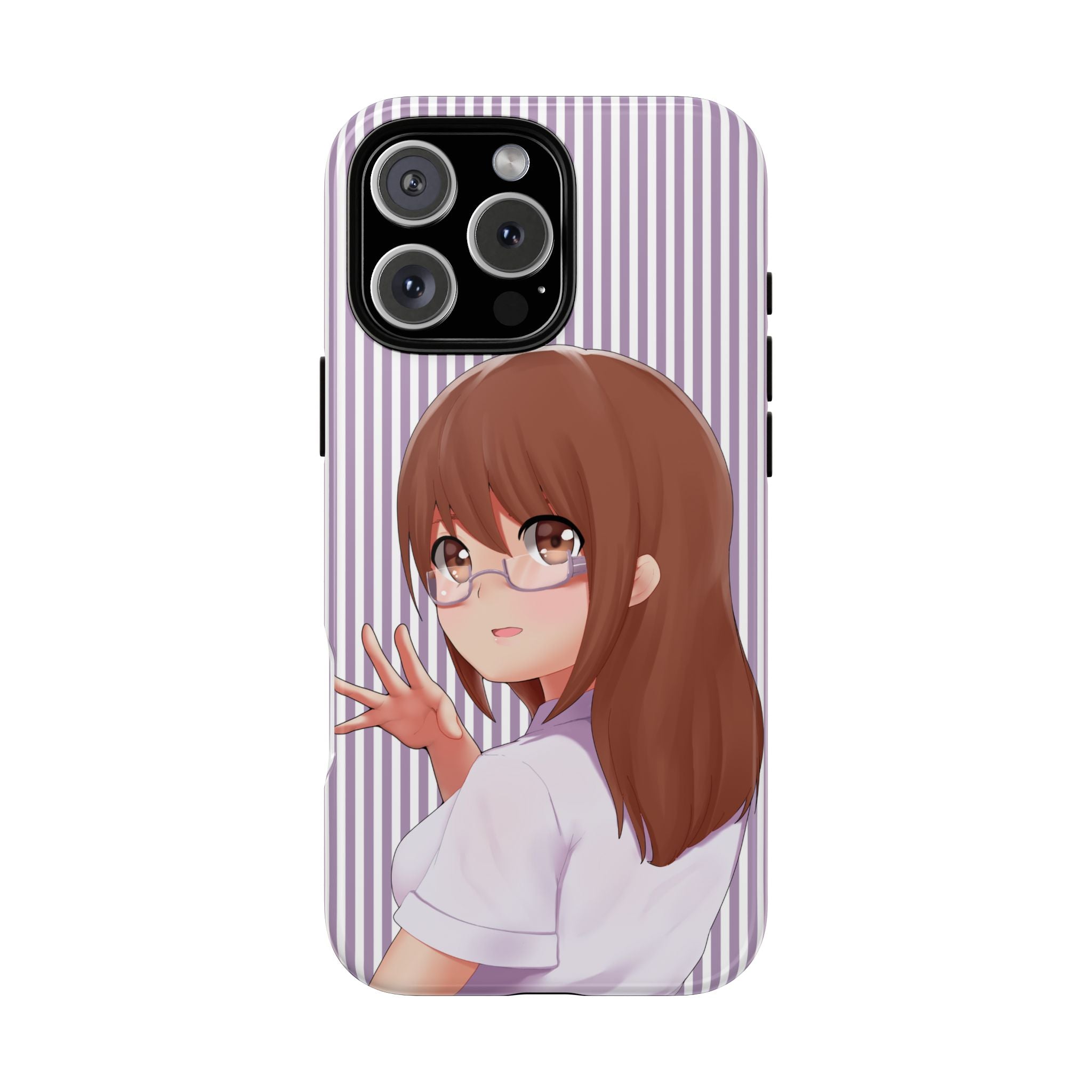 Galentines Day Striped lines mobile case, Glasses Anime Girl Stripe Iphone case | Tough Cases - Iphone, Samsung and Pixel Mobile cases