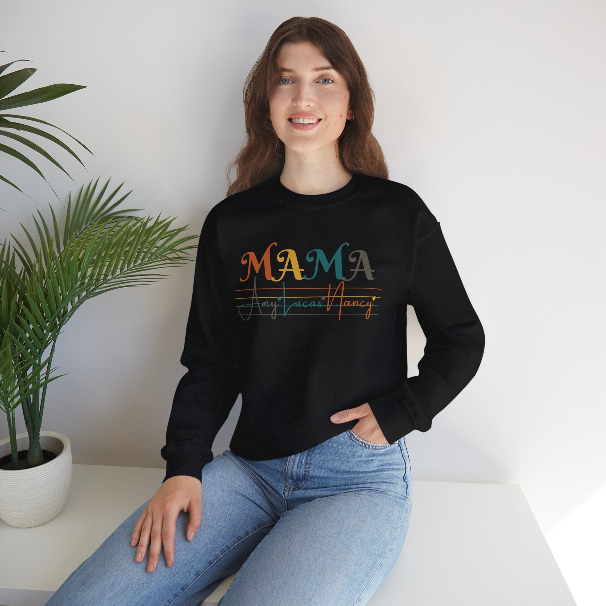 Custom Mama Sweatshirt with Kids Names, Personalized Mom Hoodie, Minimalist Mom Crewneck, Mothers Day Gift, New Mom Gift