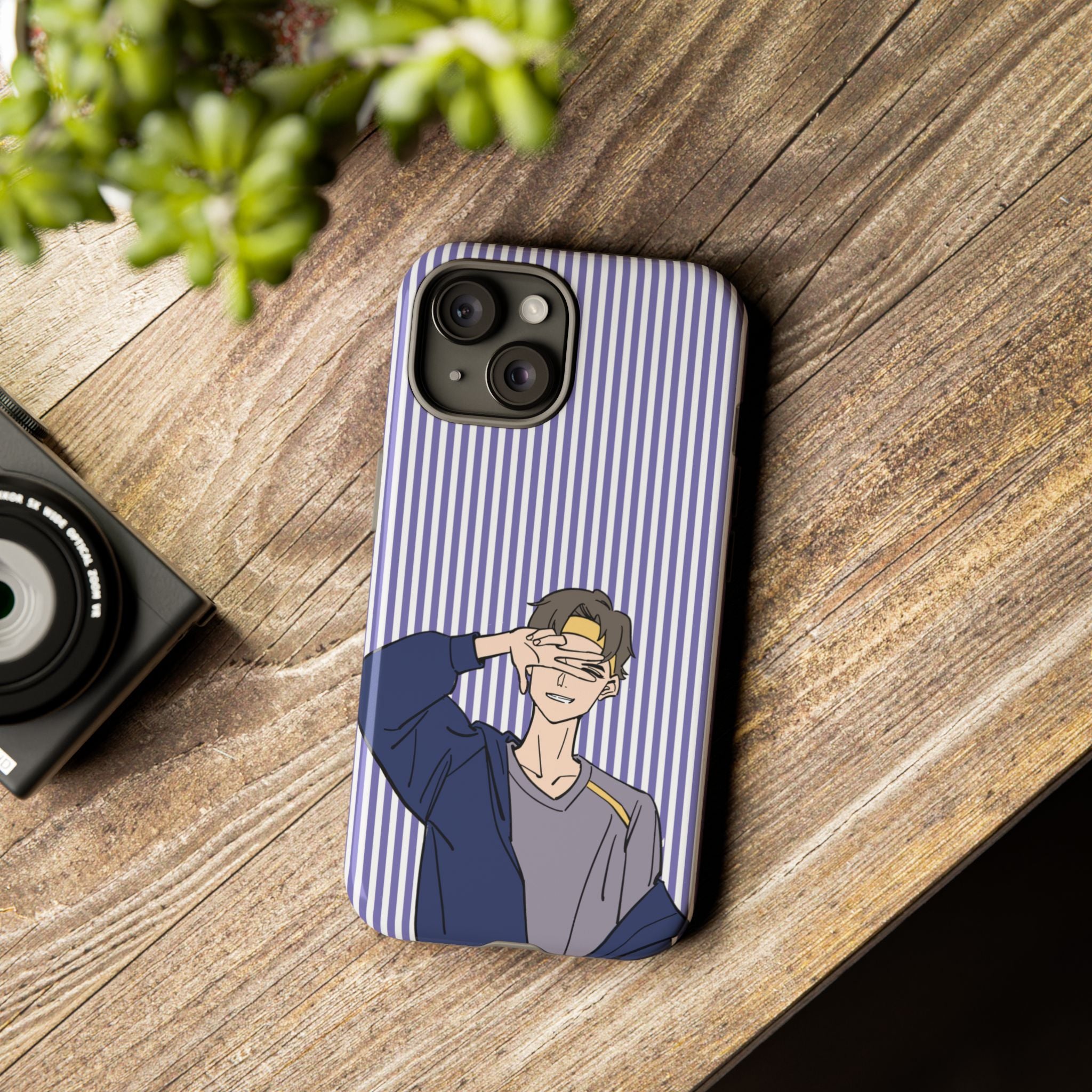 Casual Anime Guy Phone Case | Valentines Day Striped Lines phone case, Purple Stripe Iphone case - Iphone, Samsung and Pixel Mobile cases