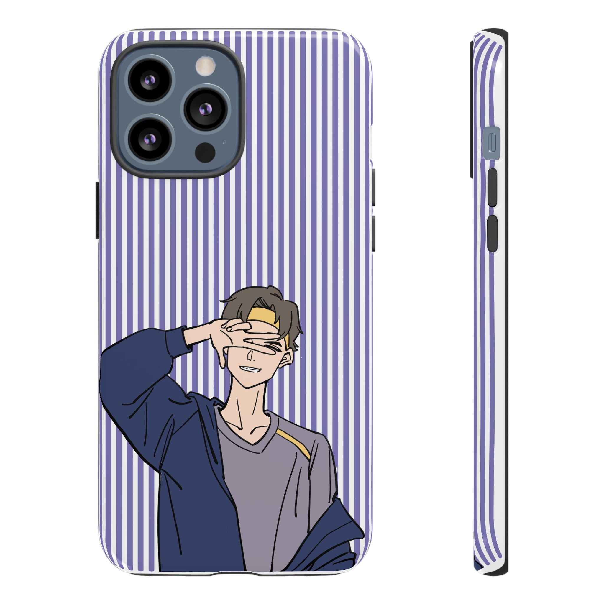 Casual Anime Guy Phone Case | Valentines Day Striped Lines phone case, Purple Stripe Iphone case - Iphone, Samsung and Pixel Mobile cases