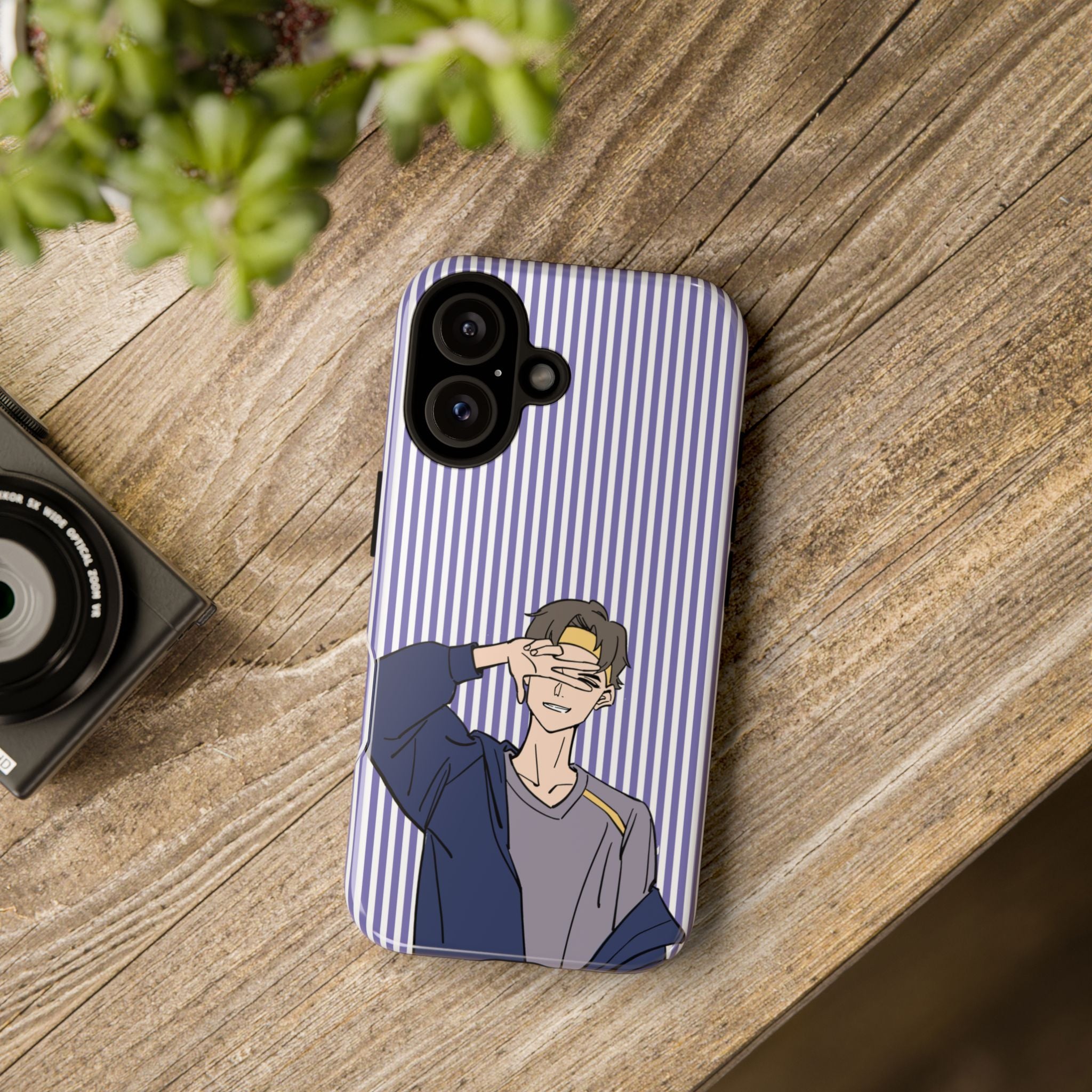 Casual Anime Guy Phone Case | Valentines Day Striped Lines phone case, Purple Stripe Iphone case - Iphone, Samsung and Pixel Mobile cases