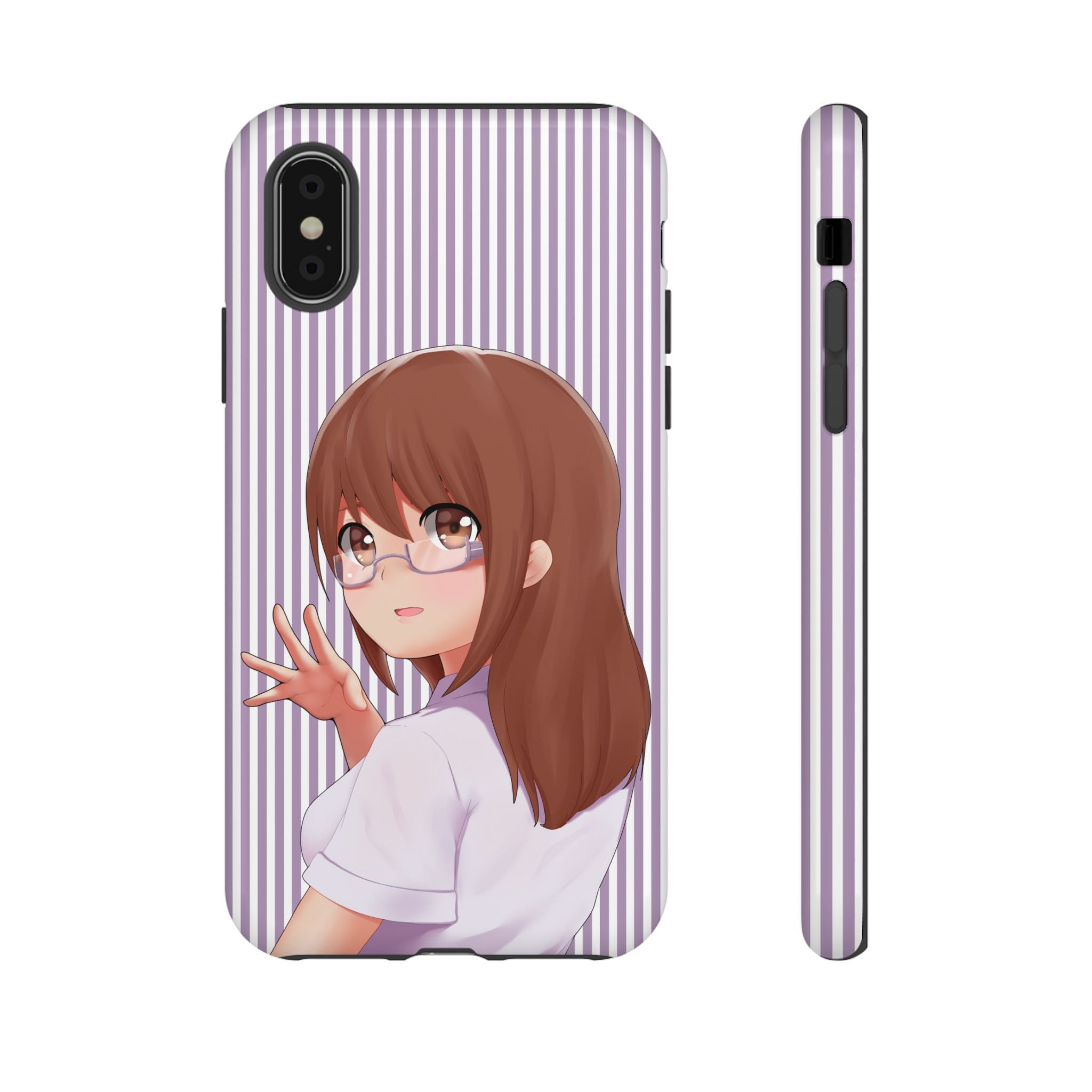 Galentines Day Striped lines mobile case, Glasses Anime Girl Stripe Iphone case | Tough Cases - Iphone, Samsung and Pixel Mobile cases