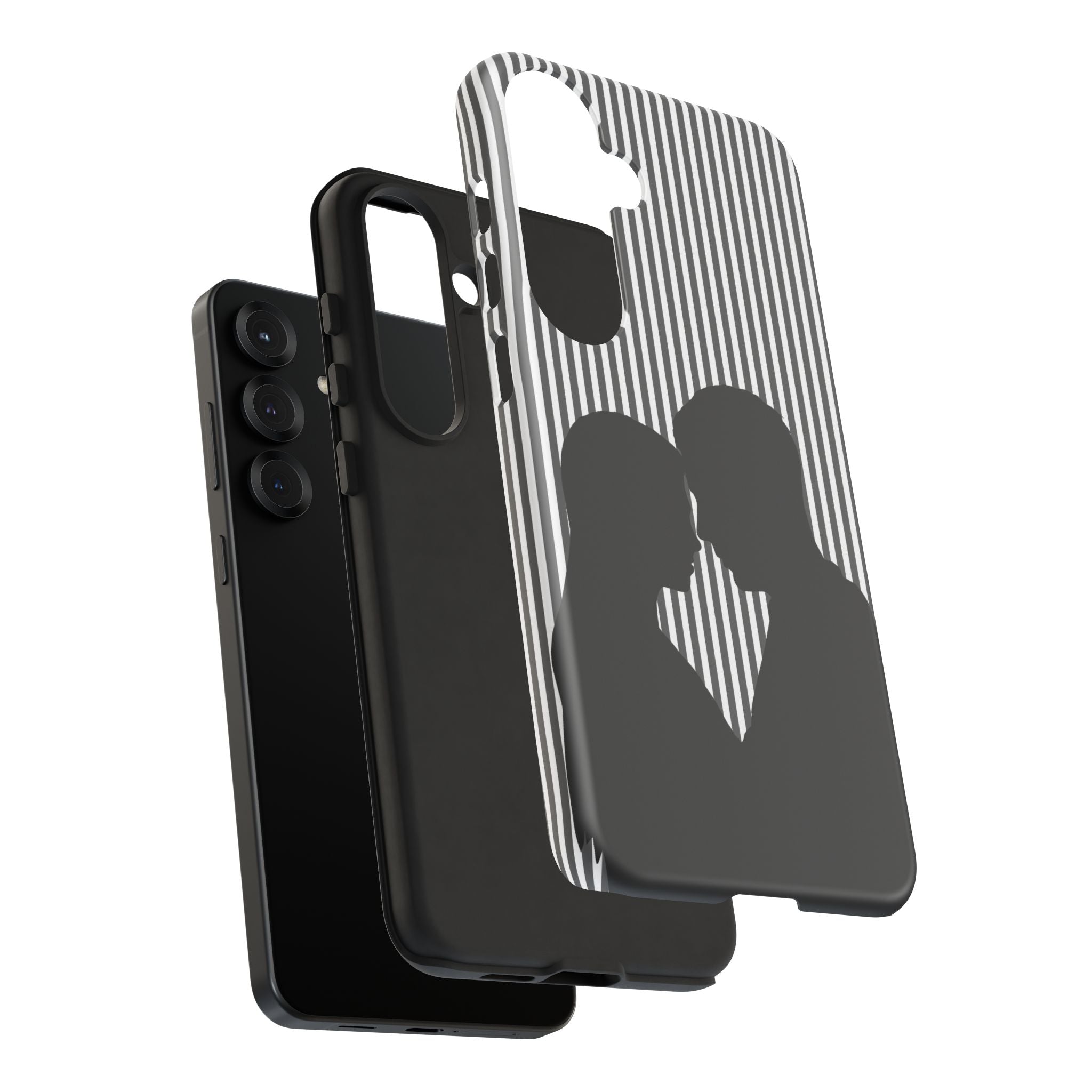 Silhouette Couple Phone Case | Galentines Day Striped Black and white phone case, Stripe Iphone case - Iphone, Samsung and Pixel Mobile case