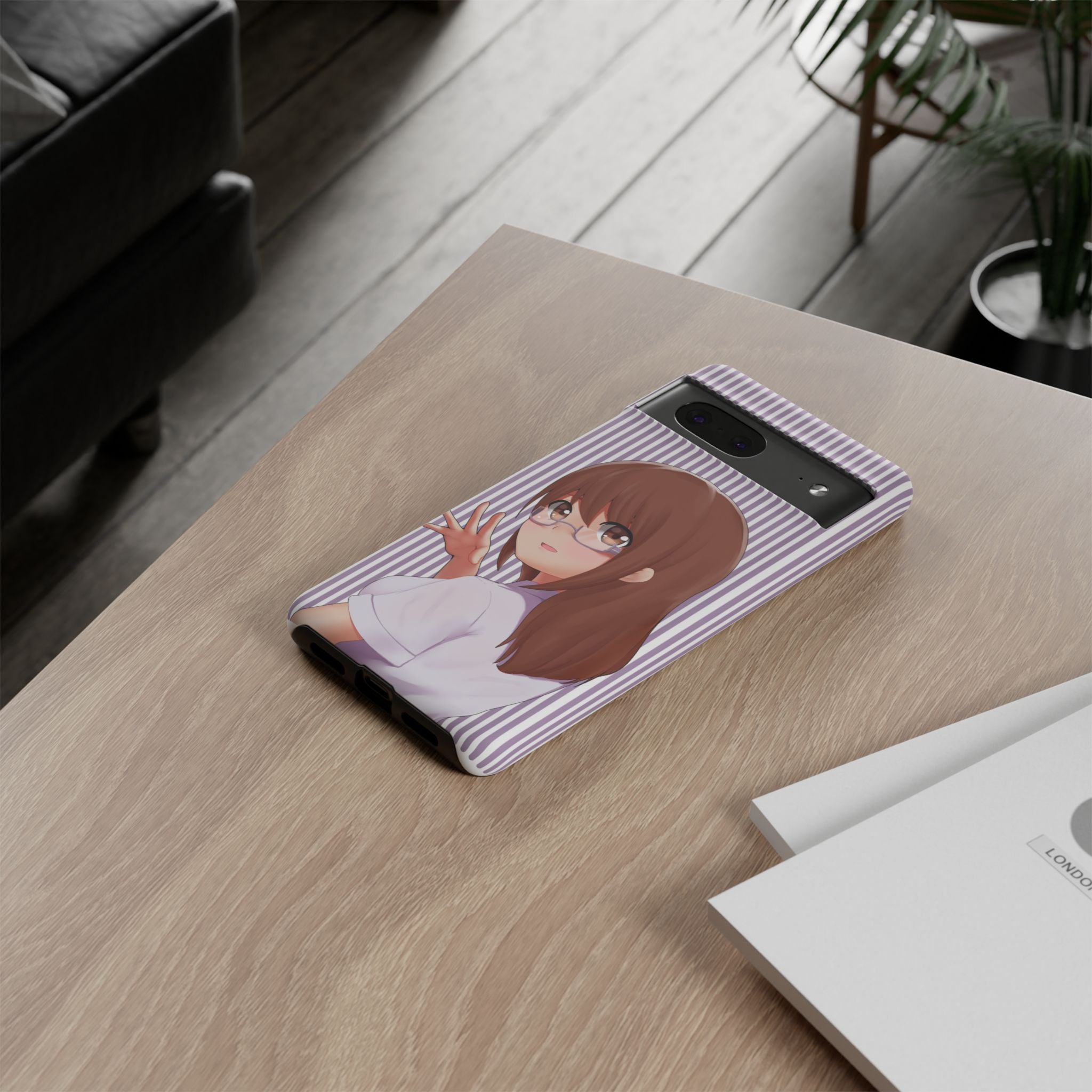 Galentines Day Striped lines mobile case, Glasses Anime Girl Stripe Iphone case | Tough Cases - Iphone, Samsung and Pixel Mobile cases