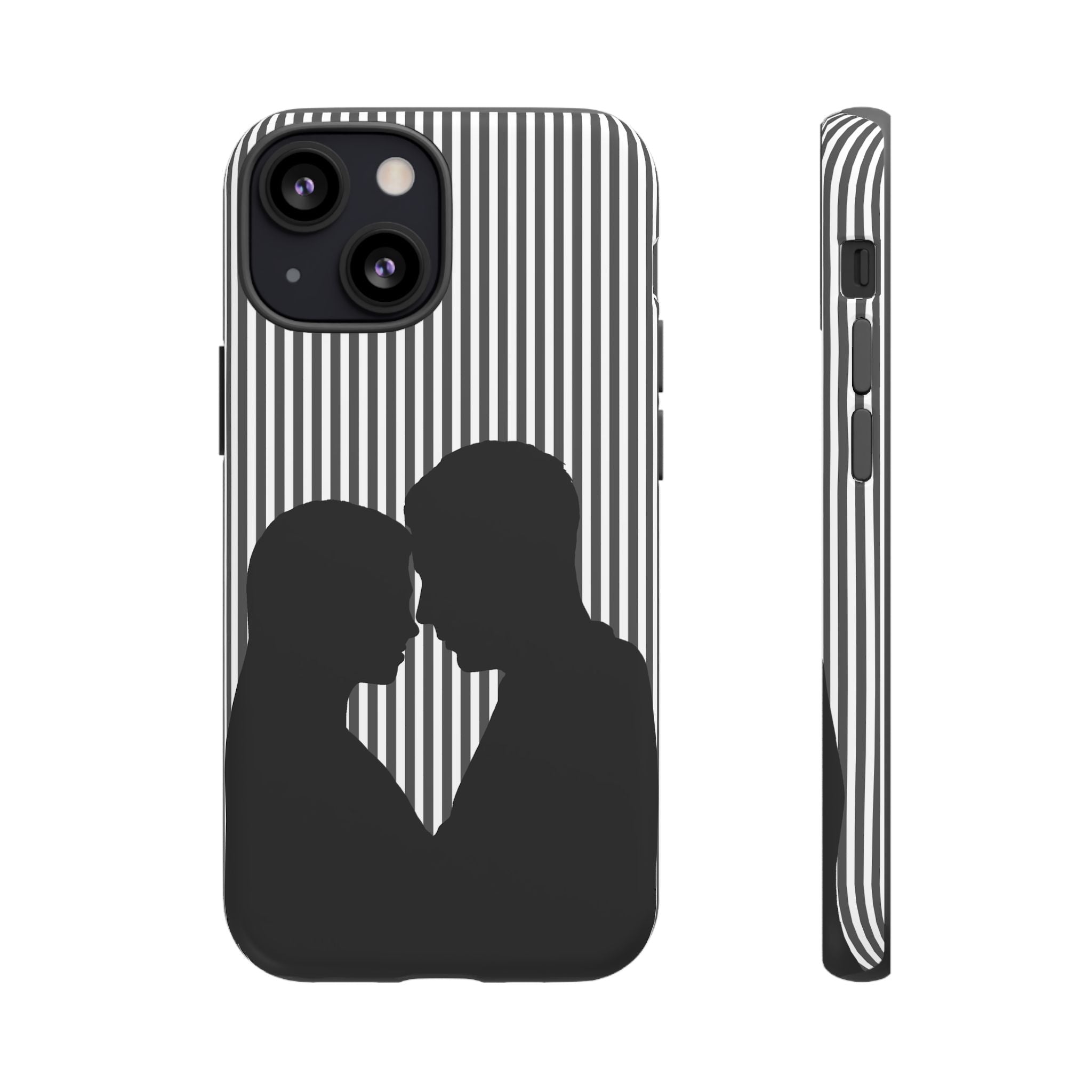 Silhouette Couple Phone Case | Galentines Day Striped Black and white phone case, Stripe Iphone case - Iphone, Samsung and Pixel Mobile case