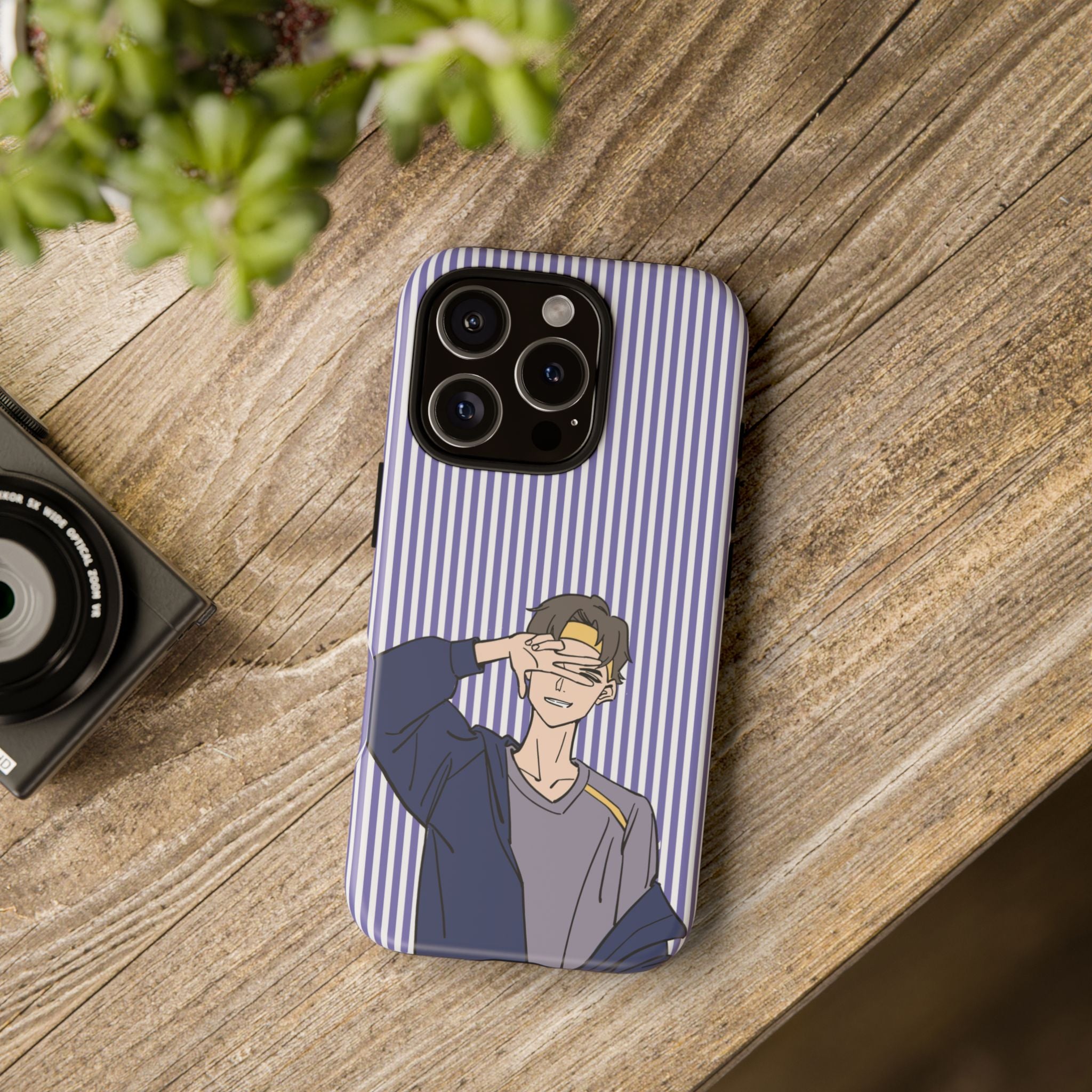 Casual Anime Guy Phone Case | Valentines Day Striped Lines phone case, Purple Stripe Iphone case - Iphone, Samsung and Pixel Mobile cases