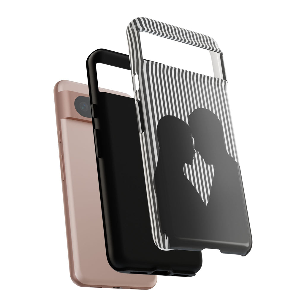 Silhouette Couple Phone Case | Galentines Day Striped Black and white phone case, Stripe Iphone case - Iphone, Samsung and Pixel Mobile case