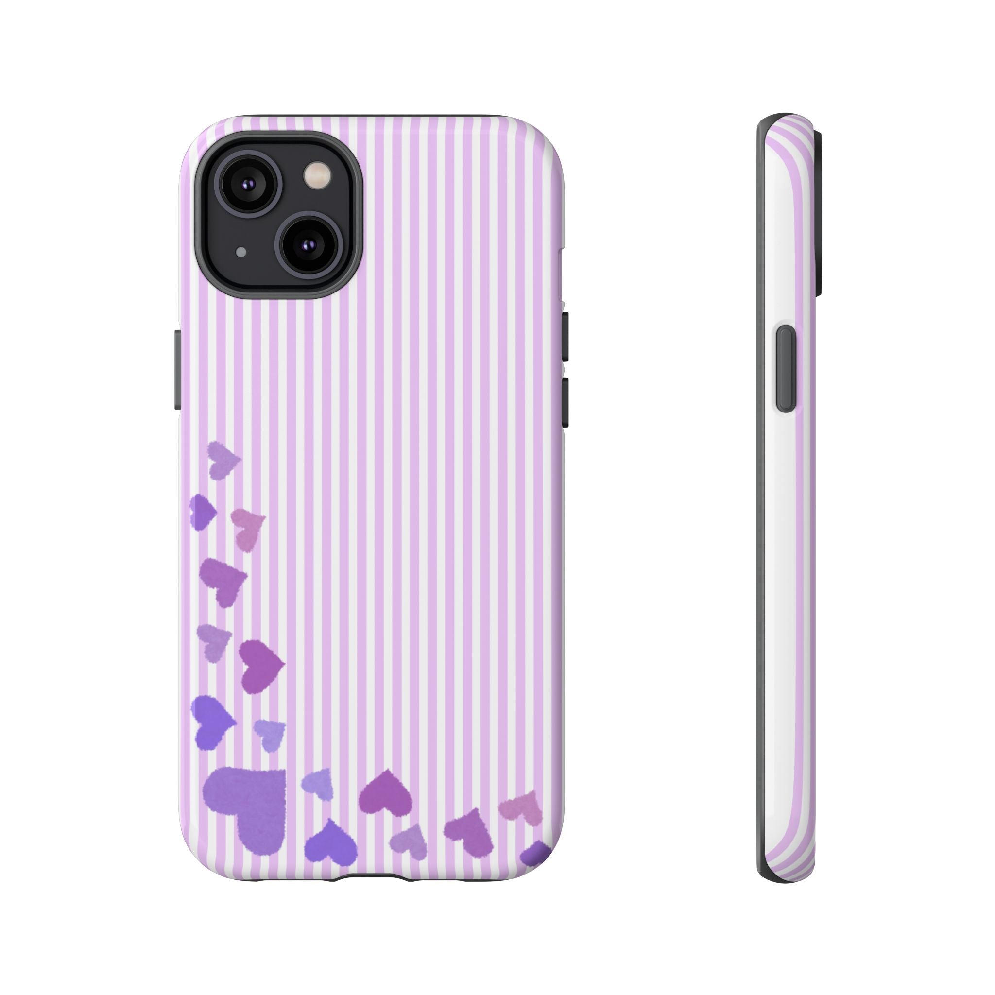 Valentines Day Striped hearts phone case, Purple Heart Floral Stripe Iphone case | Tough Cases - Iphone, Samsung and Pixel Mobile cases
