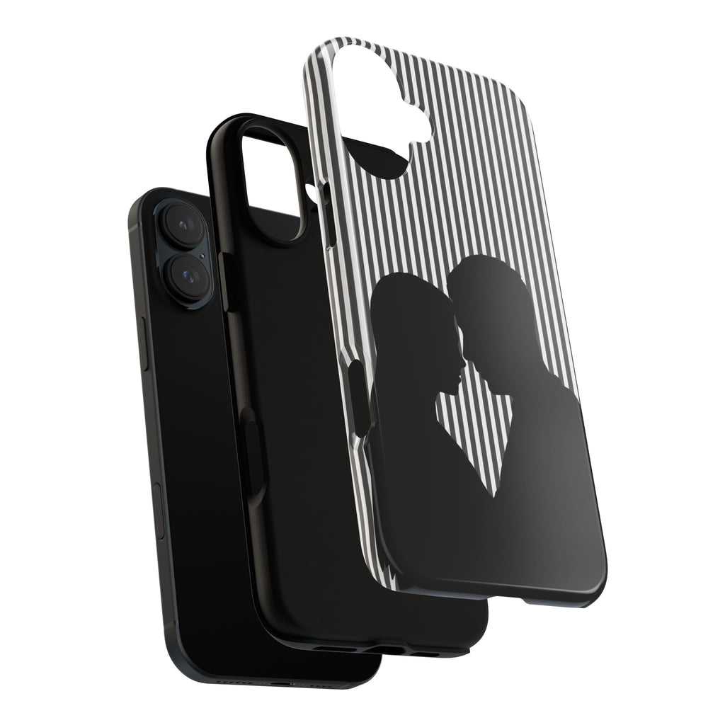 Silhouette Couple Phone Case | Galentines Day Striped Black and white phone case, Stripe Iphone case - Iphone, Samsung and Pixel Mobile case