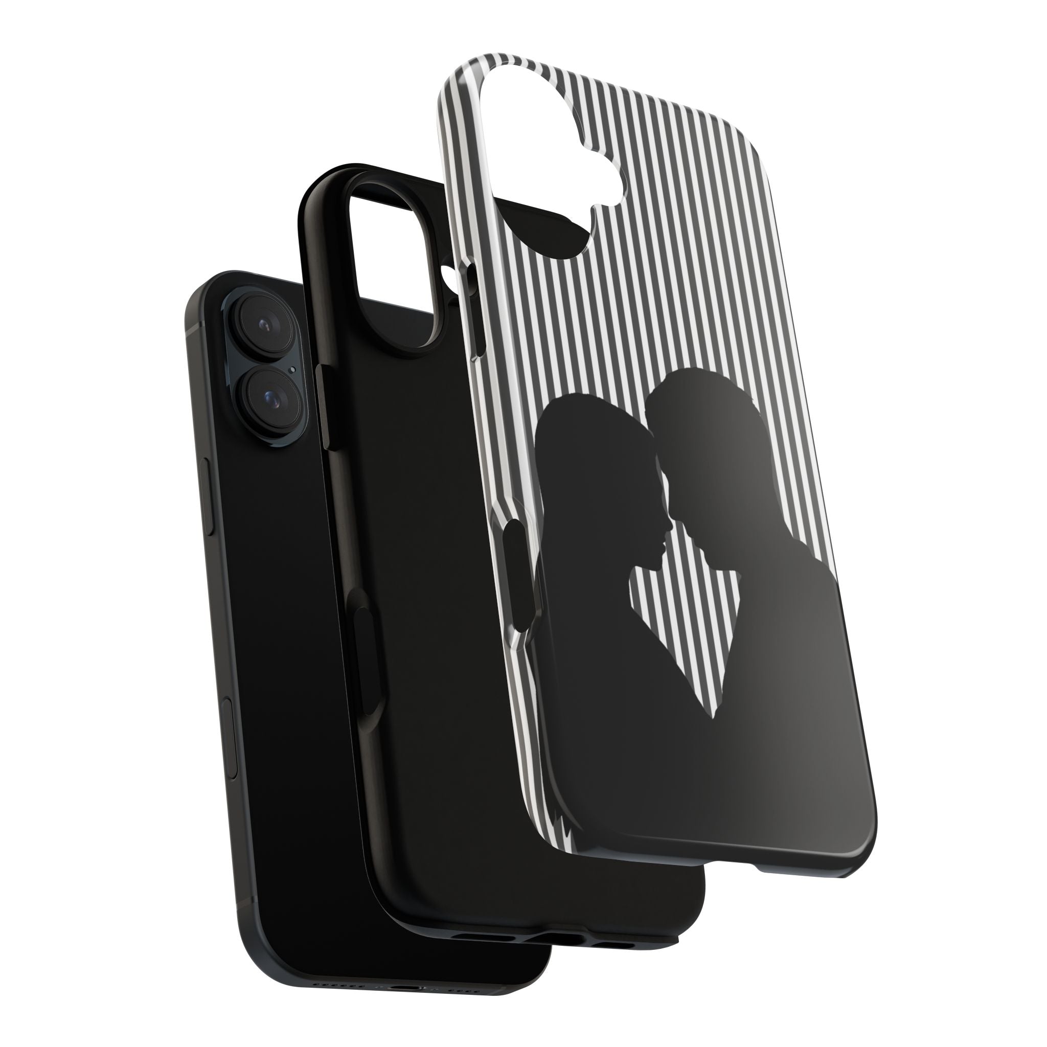 Silhouette Couple Phone Case | Galentines Day Striped Black and white phone case, Stripe Iphone case - Iphone, Samsung and Pixel Mobile case