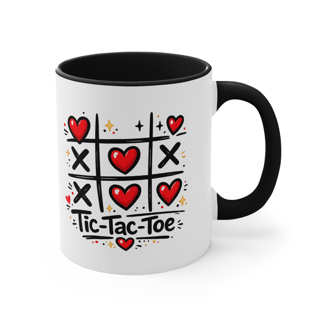 Love Tic-Tac-Toe Accent Mug — Cute Heart Game Ceramic Coffee Cup