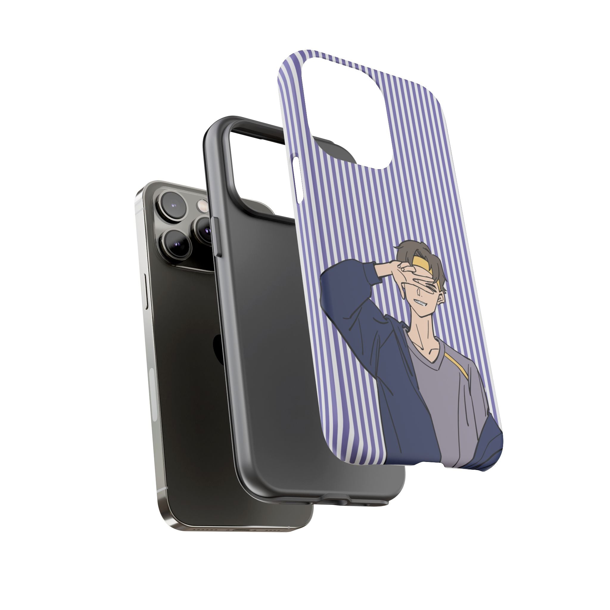 Casual Anime Guy Phone Case | Valentines Day Striped Lines phone case, Purple Stripe Iphone case - Iphone, Samsung and Pixel Mobile cases