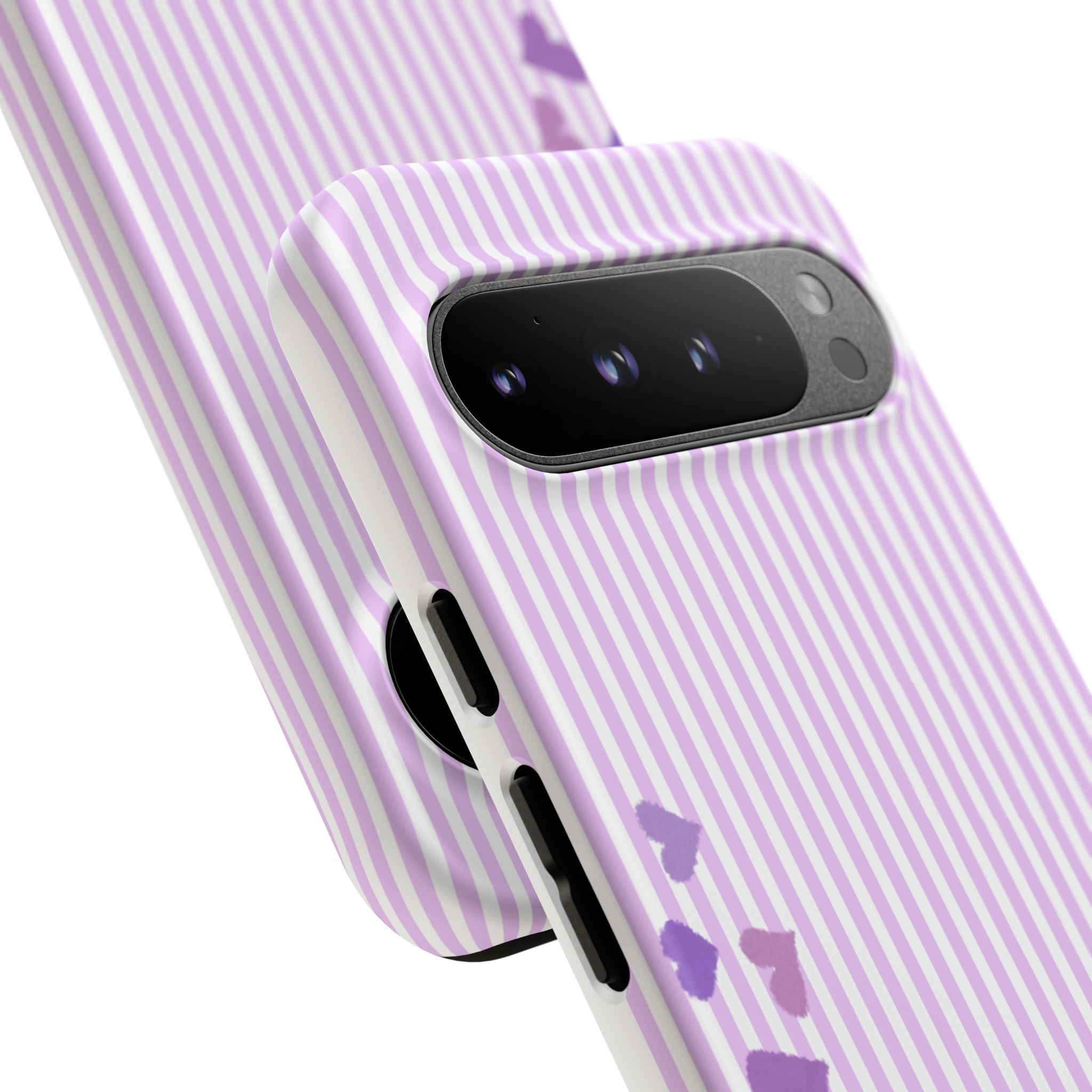 Valentines Day Striped hearts phone case, Purple Heart Floral Stripe Iphone case | Tough Cases - Iphone, Samsung and Pixel Mobile cases