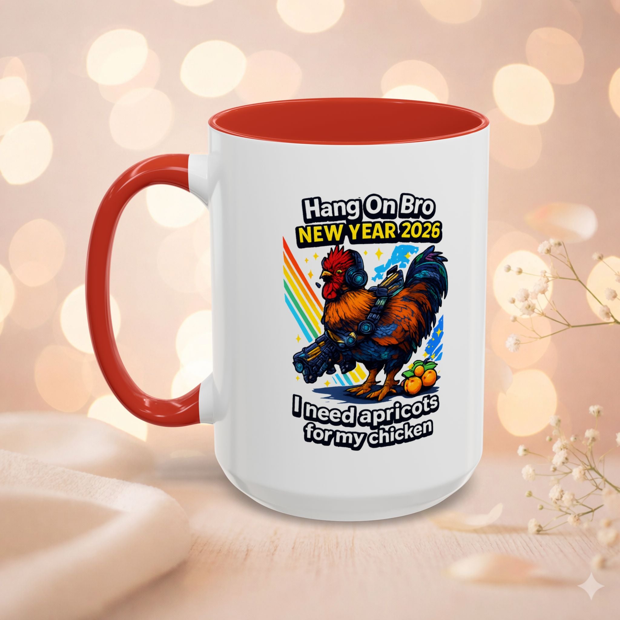 Hang On Bro 2026 Apricots Mug, Funny Rooster Gamer Coffee Mug 15oz Accent Cup, Arc Raiders Inspired Gift for Brother