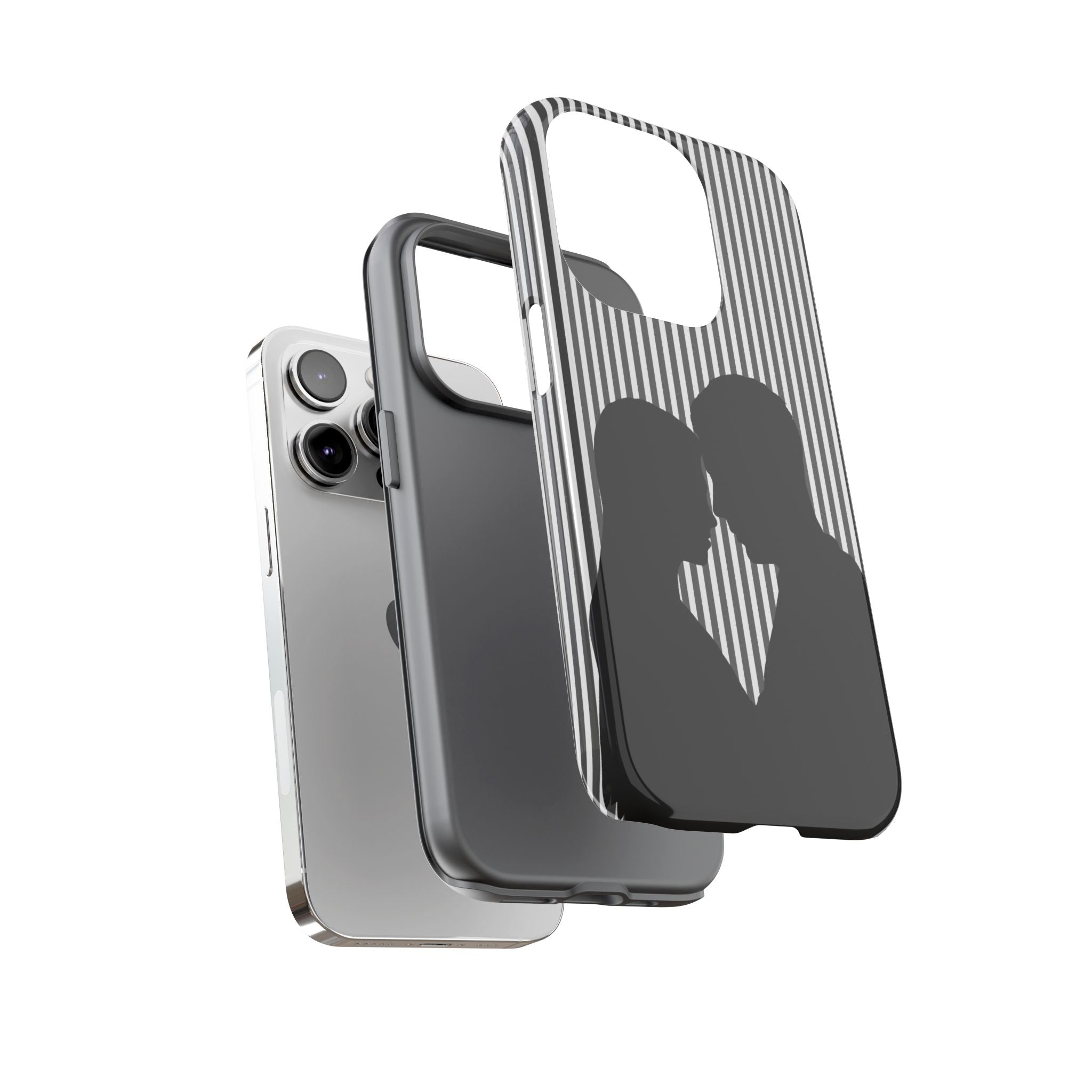Silhouette Couple Phone Case | Galentines Day Striped Black and white phone case, Stripe Iphone case - Iphone, Samsung and Pixel Mobile case