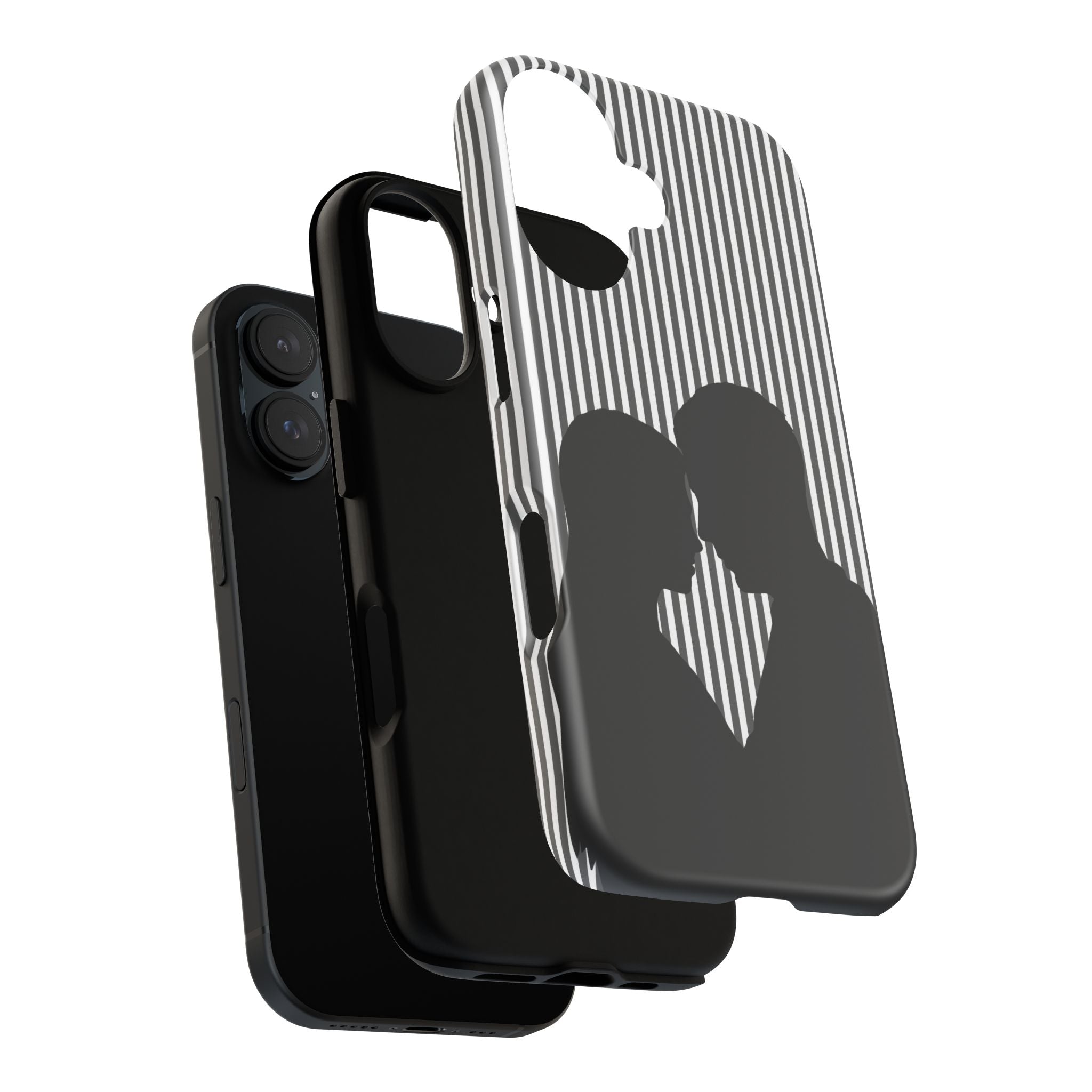 Silhouette Couple Phone Case | Galentines Day Striped Black and white phone case, Stripe Iphone case - Iphone, Samsung and Pixel Mobile case