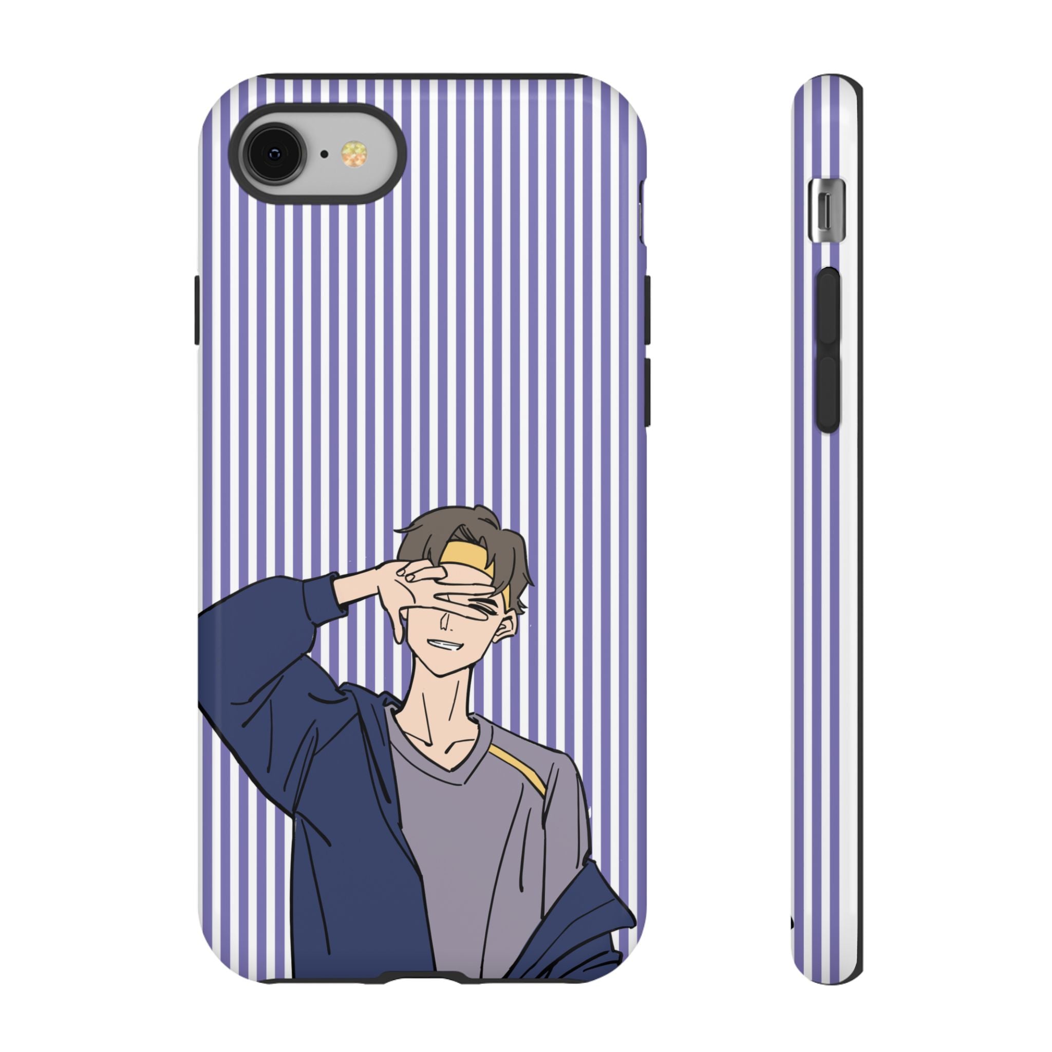 Casual Anime Guy Phone Case | Valentines Day Striped Lines phone case, Purple Stripe Iphone case - Iphone, Samsung and Pixel Mobile cases