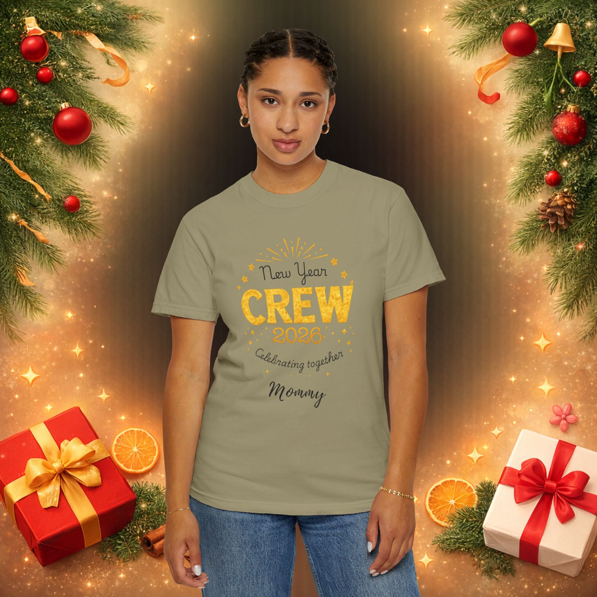 Custom 2026 New Year Family Crew Shirts, Personalized Names, Matching Holiday Tee for Christmas & New Year’s Eve