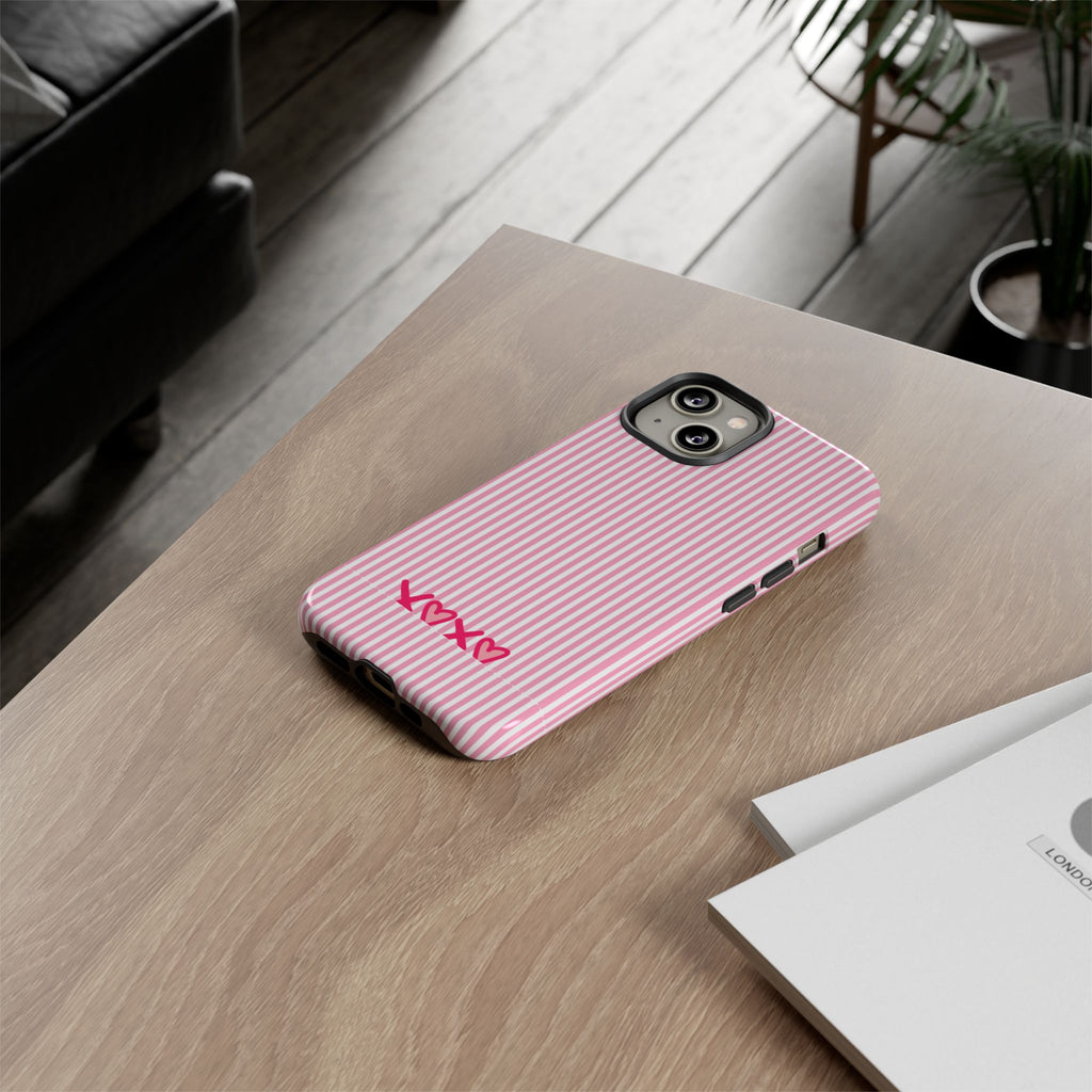 Galentines Day Pink Striped Lines phone case, Pink Stripe Iphone case | Tough Cases - Iphone, Samsung and Pixel Mobile cases
